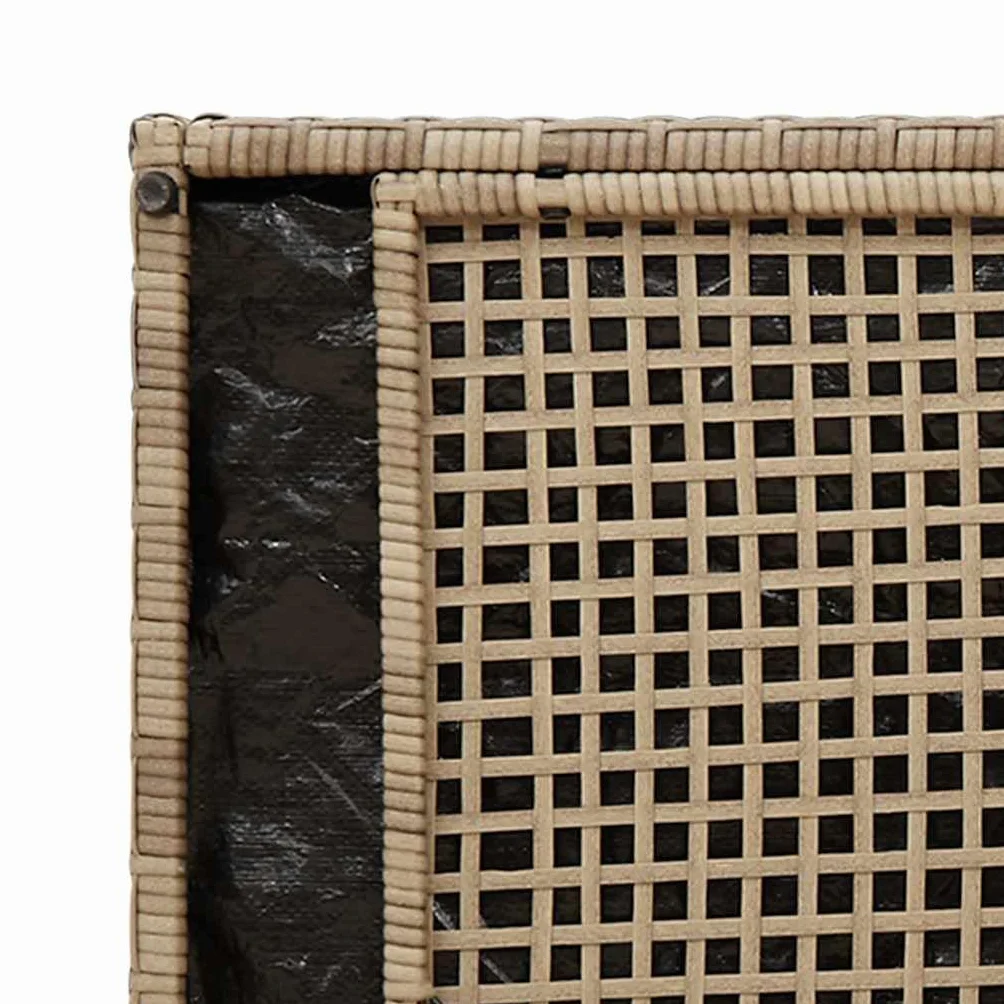 Coffre de Rangement Extérieur Résine Tressée 100 cm Beige Gris Clair