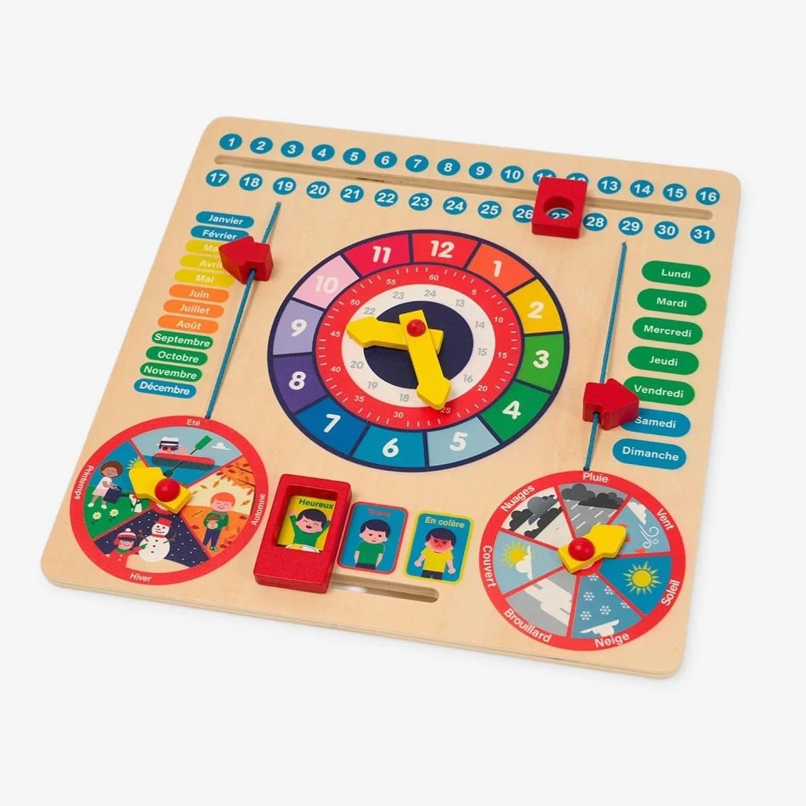 Horloge Calendrier en Bois 3-6 Ans Oxybul