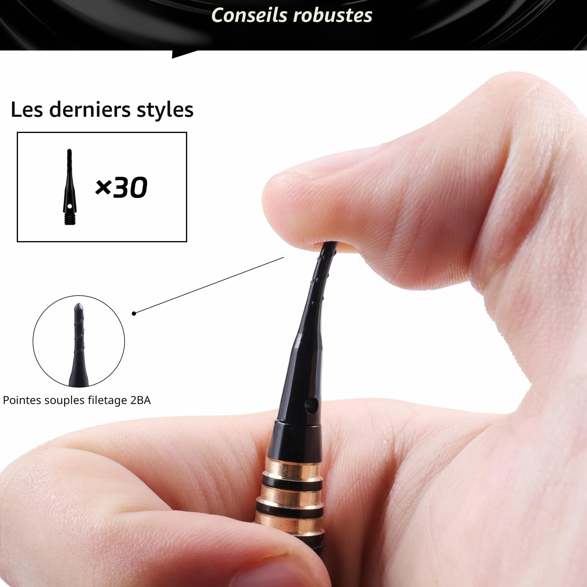 CyeeLife Flechette Pointe Plastique,3 fléchettes pour Cible électronique [18g], Jeu de fléchettes Professionnel avec 30 Pointe pour Cible de Flechette Electronique