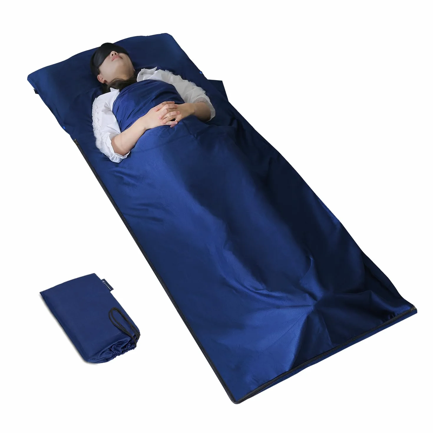 MYCARBON Drap de Sac de Couchage 100% Coton 95x220cm Sac à Viande de Couchage Ultra Léger et Doux avec Fermeture Éclair, Antibactérien, Draps de Voyage 190x220cm pour Camping, Randonnée, Hôtel