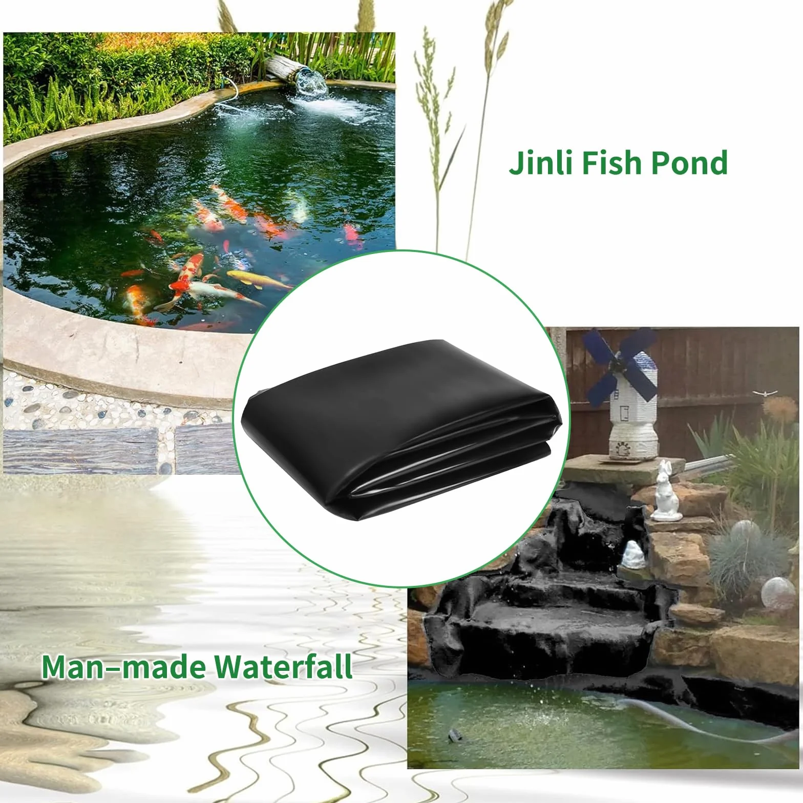 Bâche pour Bassin 0.5mm 3x2m Caoutchouc Liner Étang Koi