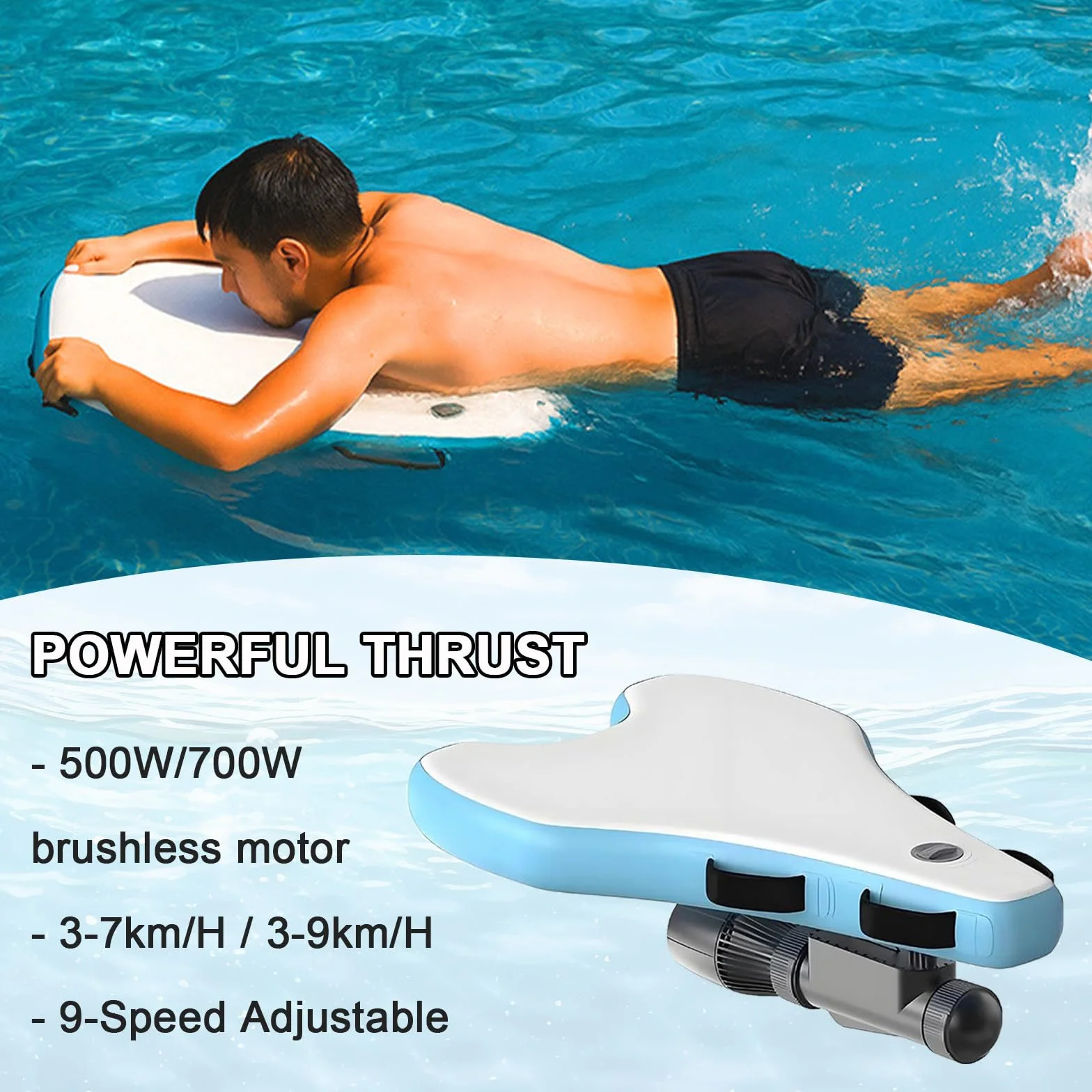 Planche de Surf électrique 500 W / 700 W avec Moteur, propulseur sous-Marin 24 V, Batterie pour ailerons de Surf et de Sup, pour Planche À Pagaie, Kayak, Bateau Pêche 700W