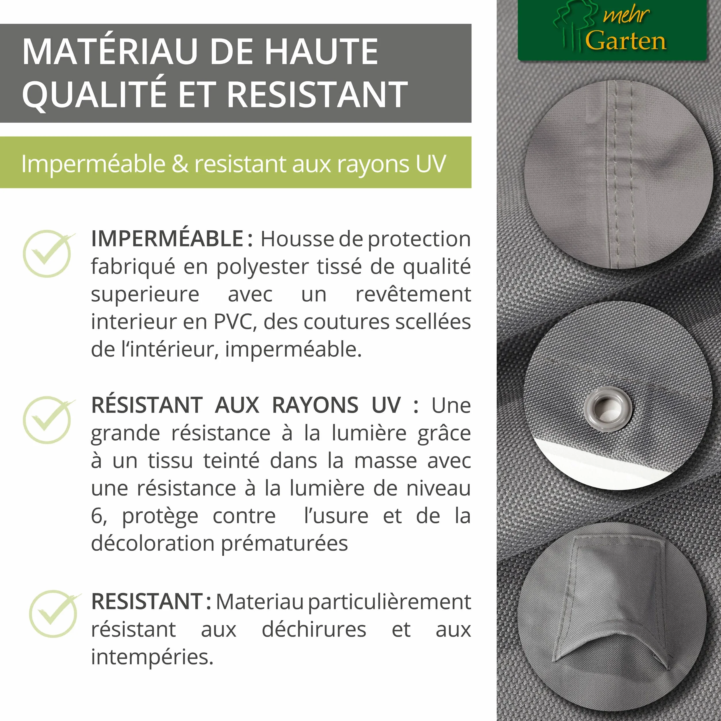 Housse de protection bain de soleil 210x75x40 cm polyester Oxford 600D gris