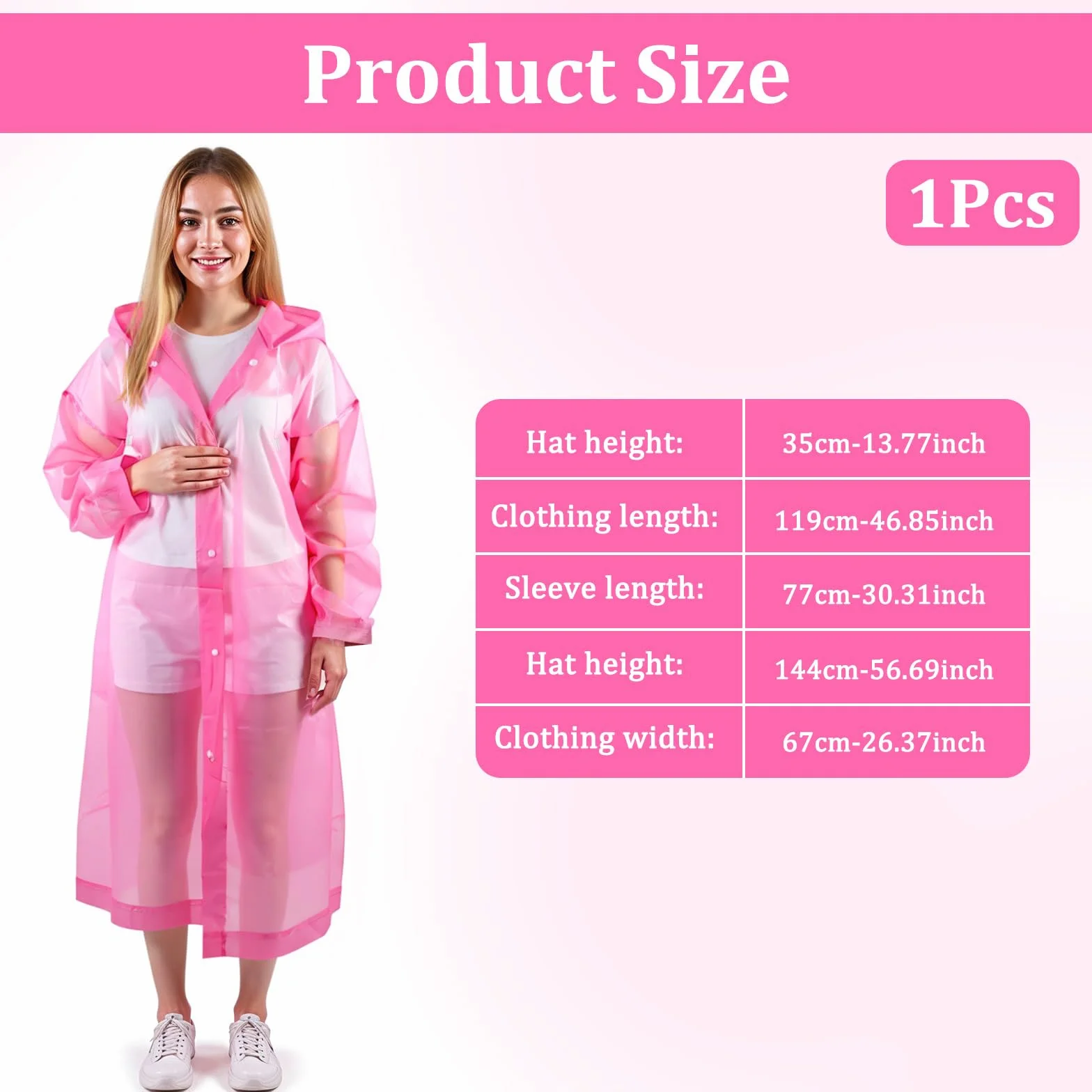Ponchos roses pour femmes, poncho de pluie rose pour adultes, imperméable, réutilisable, épais, avec capuche et cordon de serrage