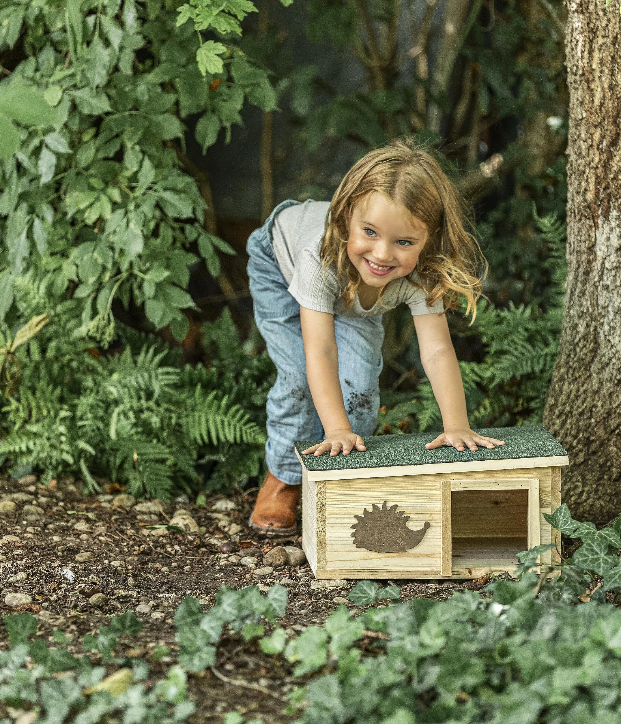 Dehner Natura Maison de hérisson Karlie 40 x 40 x 19 cm Bois de Sapin Naturel
