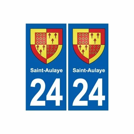 24 Saint-Aulaye blason autocollant plaque stickers département - Angles : arrondis