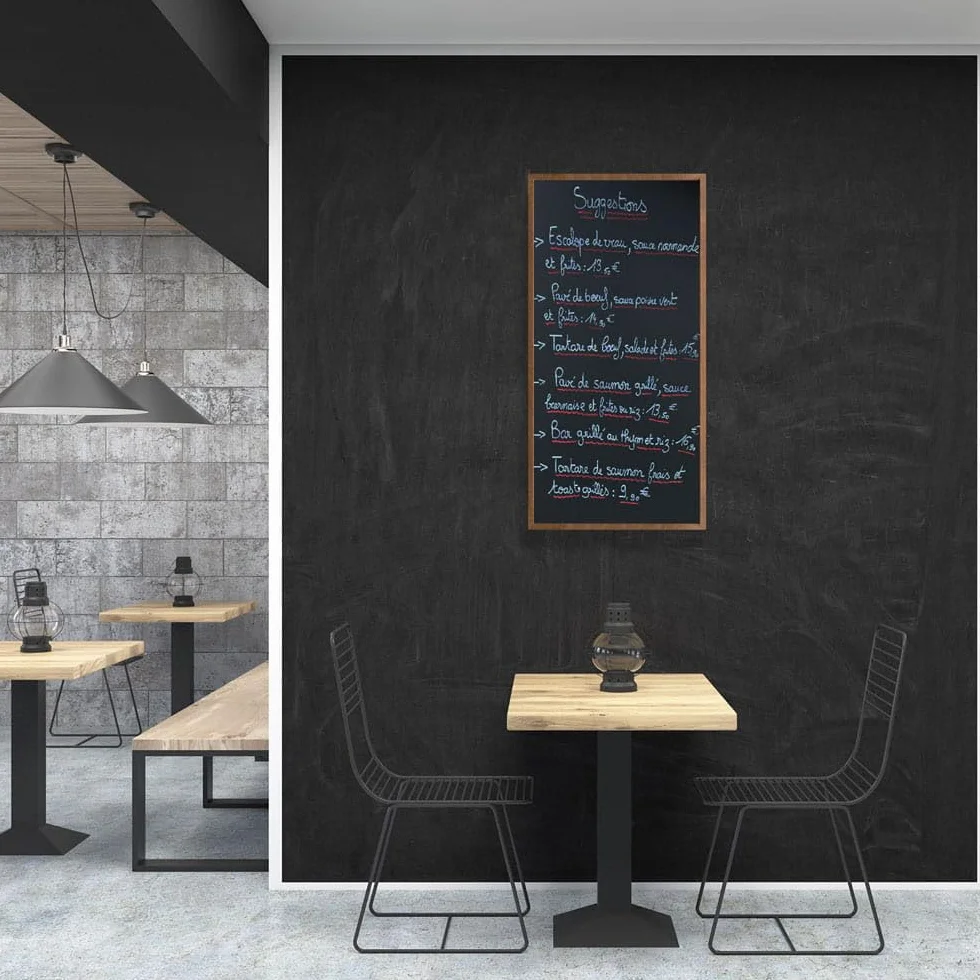 MG Design Tableau noir 50 x 100 cm Ardoise cadre en bois Marron surface effaçable