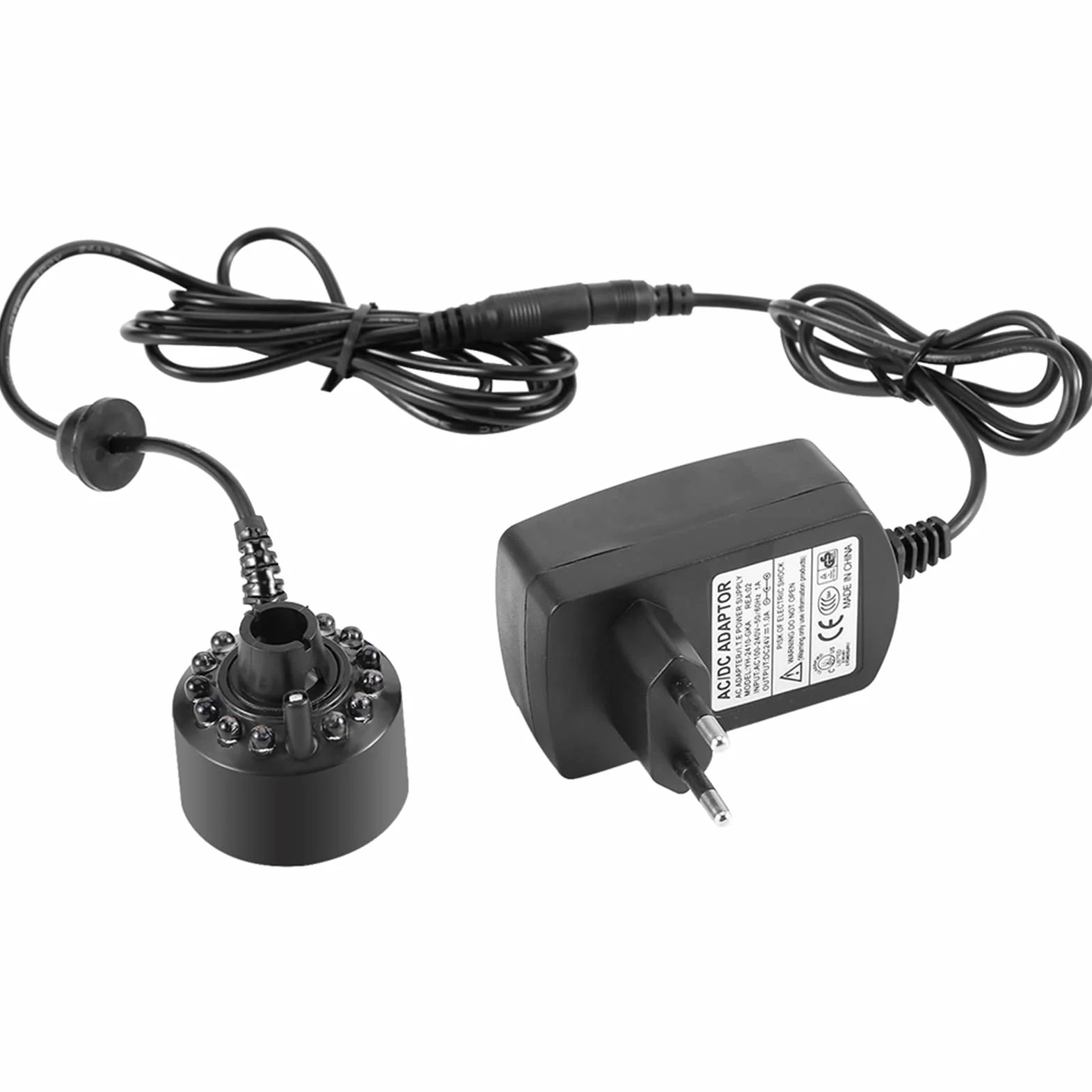 Tbest Brumisateur Ultrason 12LED Coloré Pour Fontaine D'Eau Étang Avec Adaptateur Secteur 110