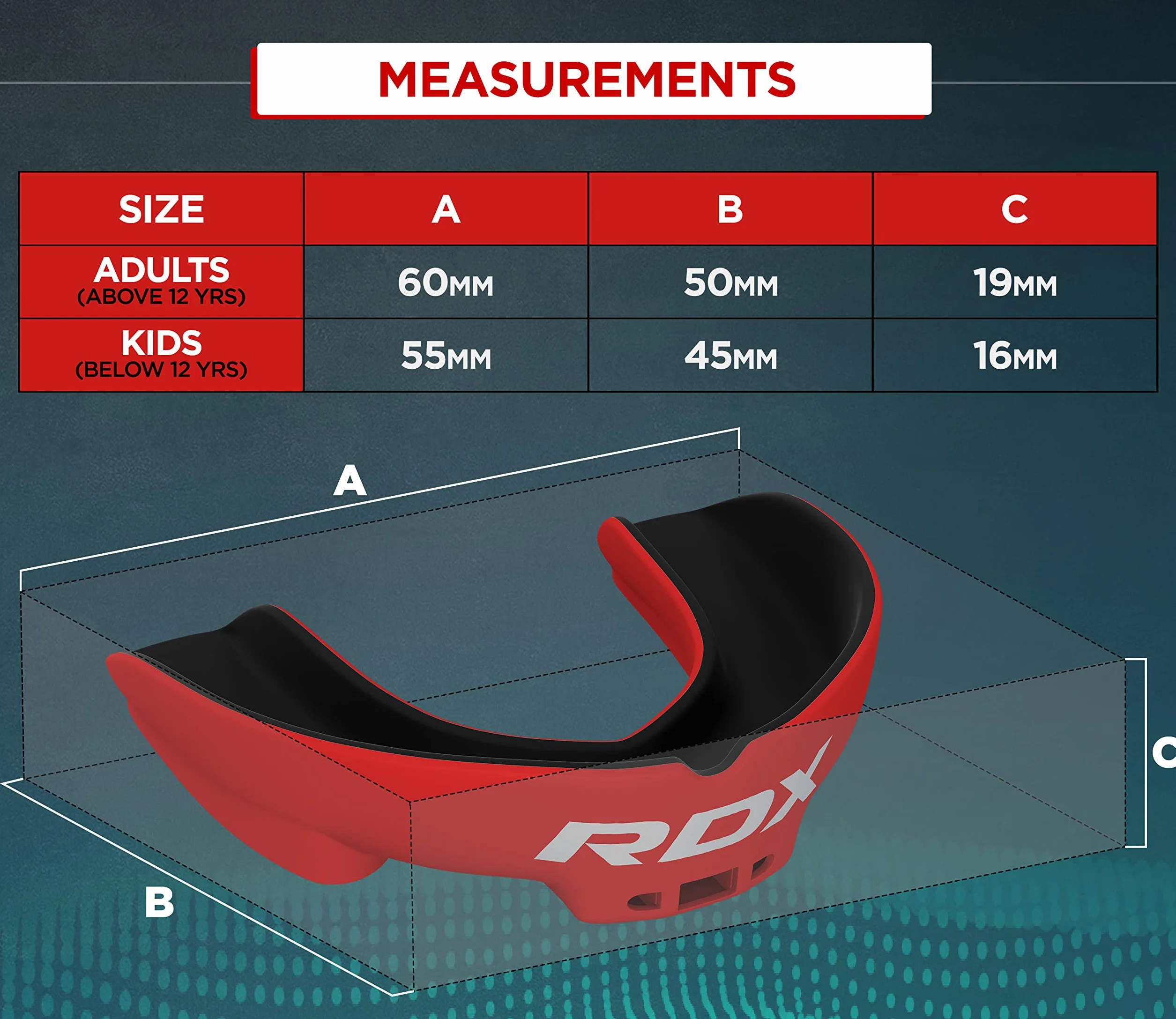 RDX Protège-Dents, Gouttière Coque Dentaire Pour Rugby, MMA, Hockey, Judo, Karaté, Arts Martiaux et Boxe, Respirant et Ajustable, Contient une boîte de rangement unique.