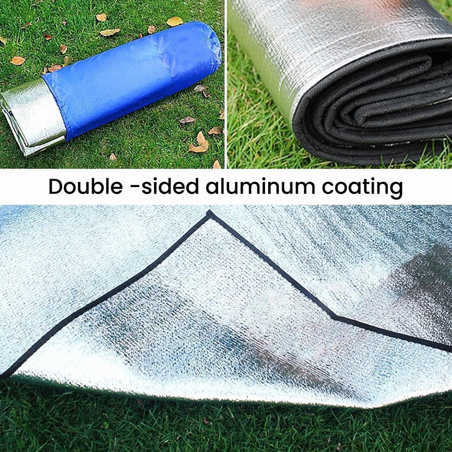 Tapis Isolant Camping, 200x200cm Tapis de Sol de Camping en Mousse, Tapis Isolant Thermique Aluminium Étanche, Pliable Tapis de Tente Double Face pour Camping Randonnée Voyage Pique-Nique Extérieur