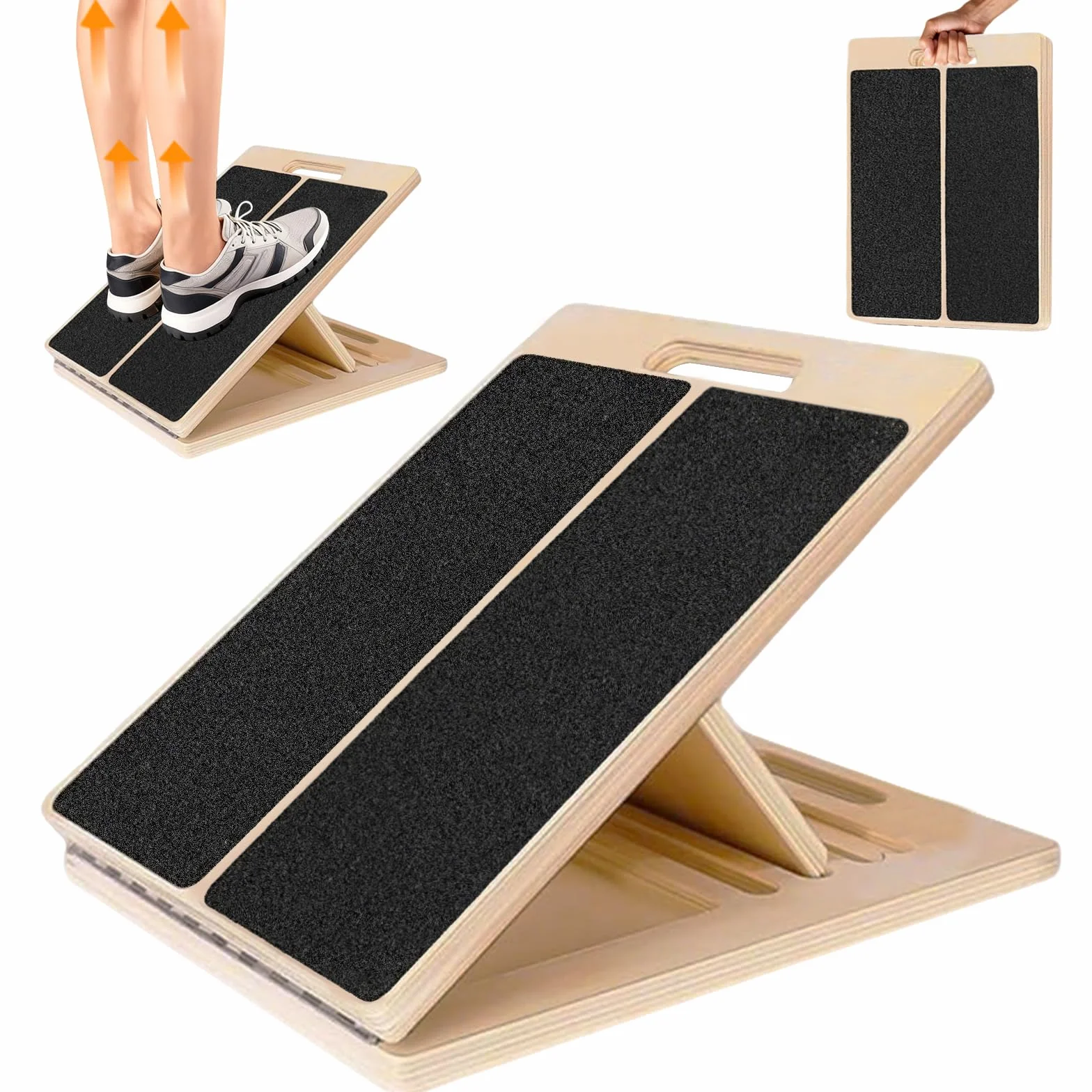 Planche Inclinée en Bois,Planche D'équilibre en Bois,Planche Inclinée Kiné,Réglable Balance Board Pour Étirez les Muscles de vos Jambes et Entraînement à L'équilibre