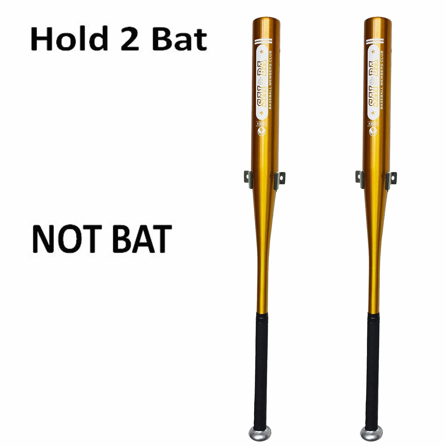 Pmsanzay Lot de 2 supports muraux universels verticaux pour batte de baseball, softball, support mural – Peut contenir 2 battes – Facile à installer – Matériel inclus – Pas de raquette