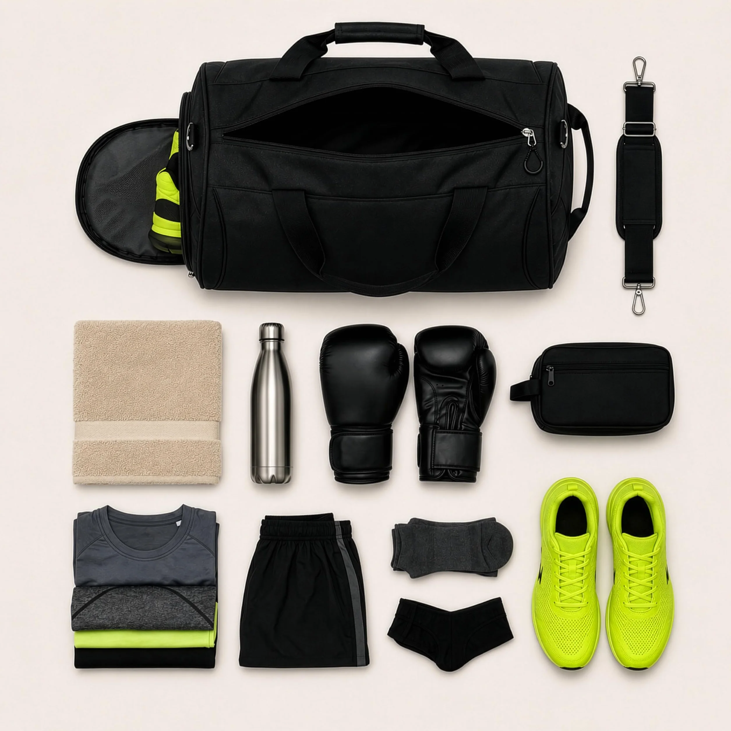 Sac de Sport Femme Homme avec Compartiments Chaussures 30 l Noir