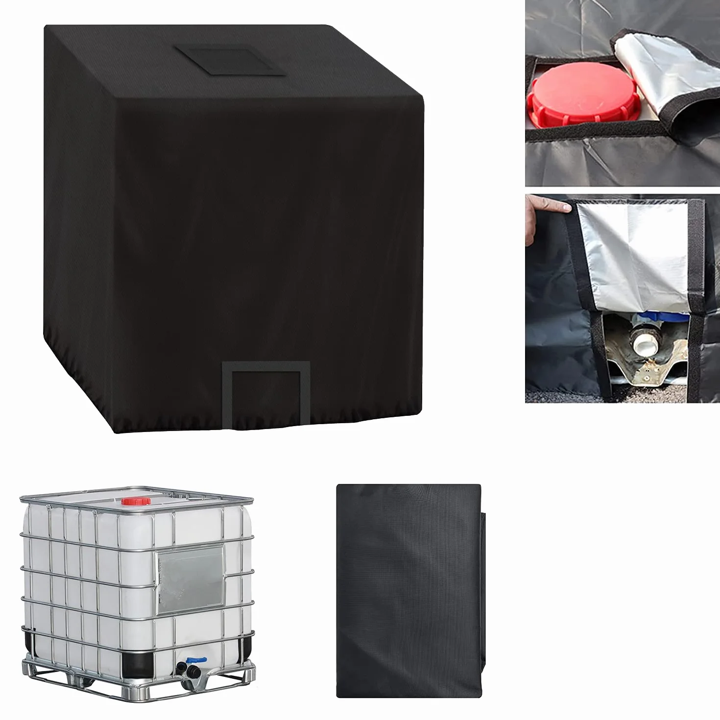 Bâche IBC 1000L Anti-poussière Anti-UV Anti-Pluie 420D 120x100x116 cm