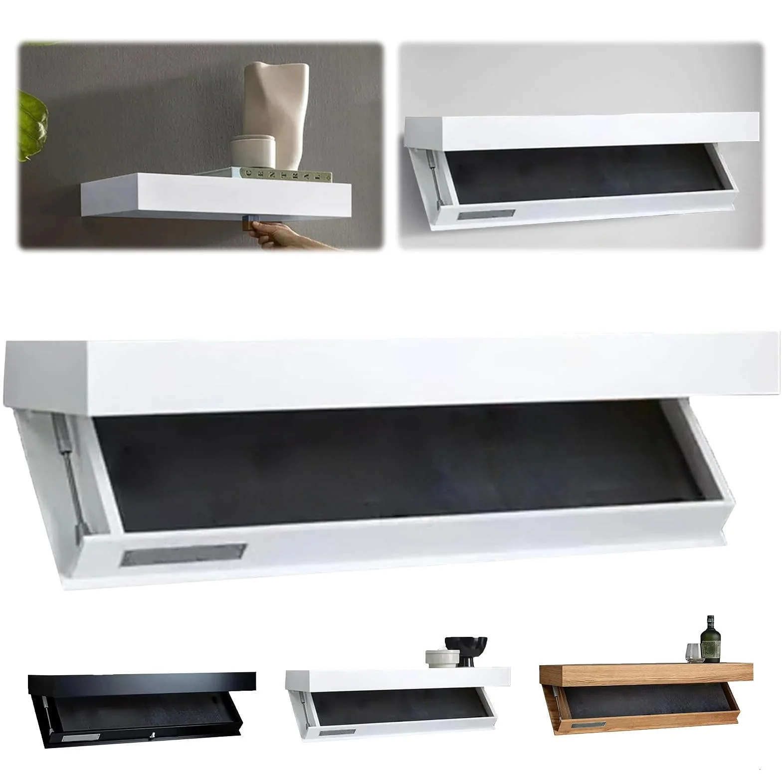Coffre flottant caché pour armes, étagère design avec compartiments secrets, solution de rangement murale, boîte compacte pour ranger les armes dans le salon