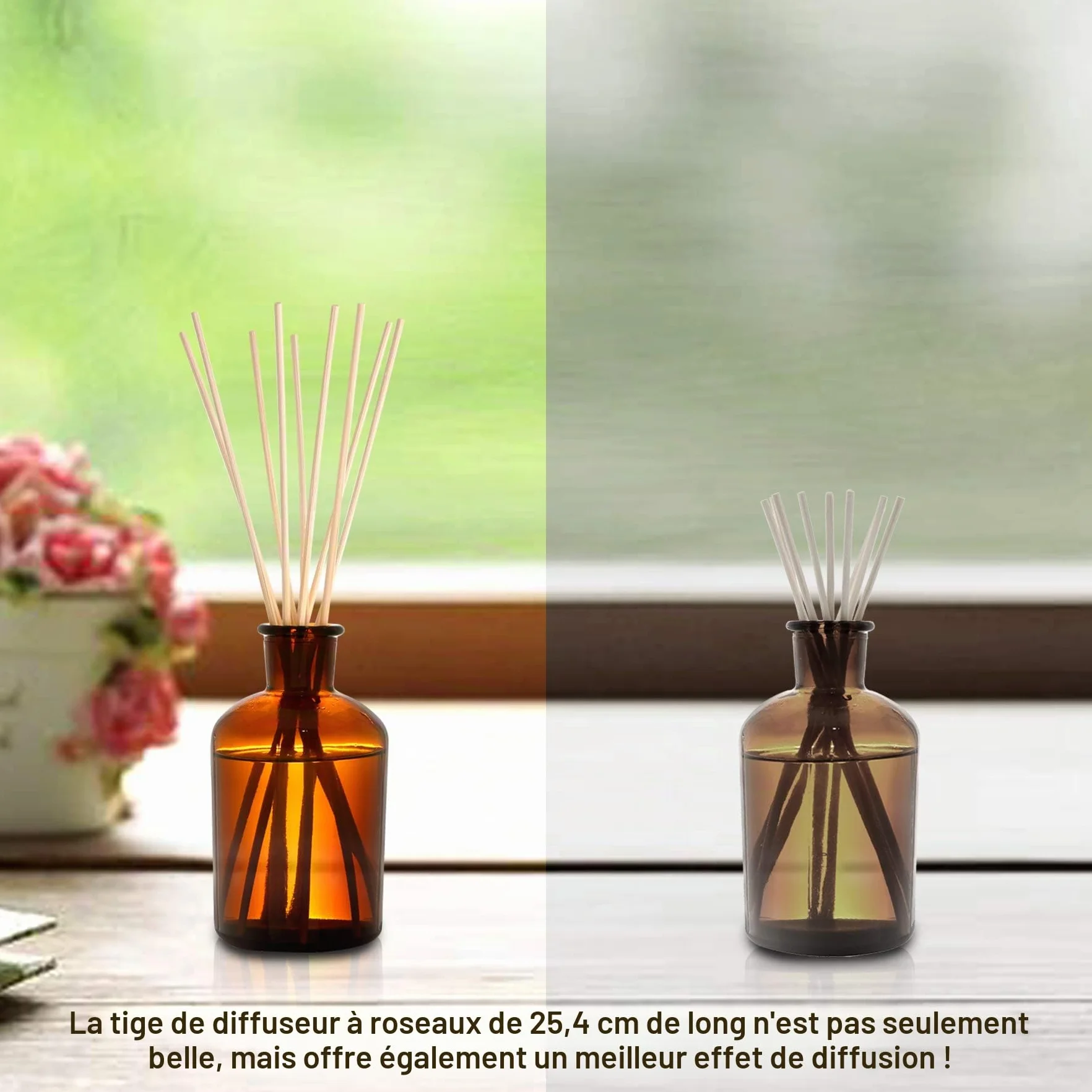 120 Pièces Bâtons de Diffuseur de Roseaux, 25 cm, Naturel pour Maison