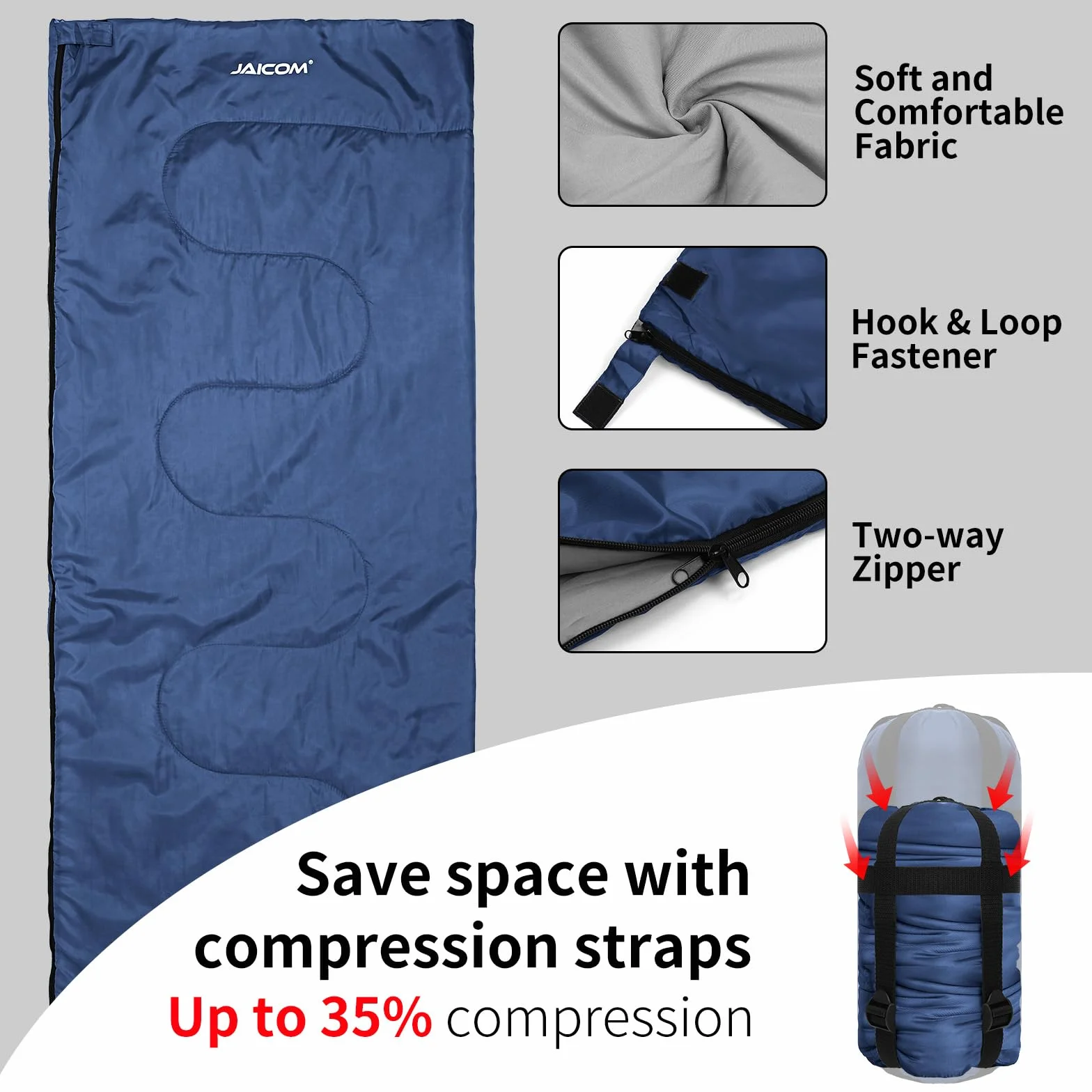 JAICOM Sac de Couchage Ultra Léger Compact 1 Personne Camping Randonnée