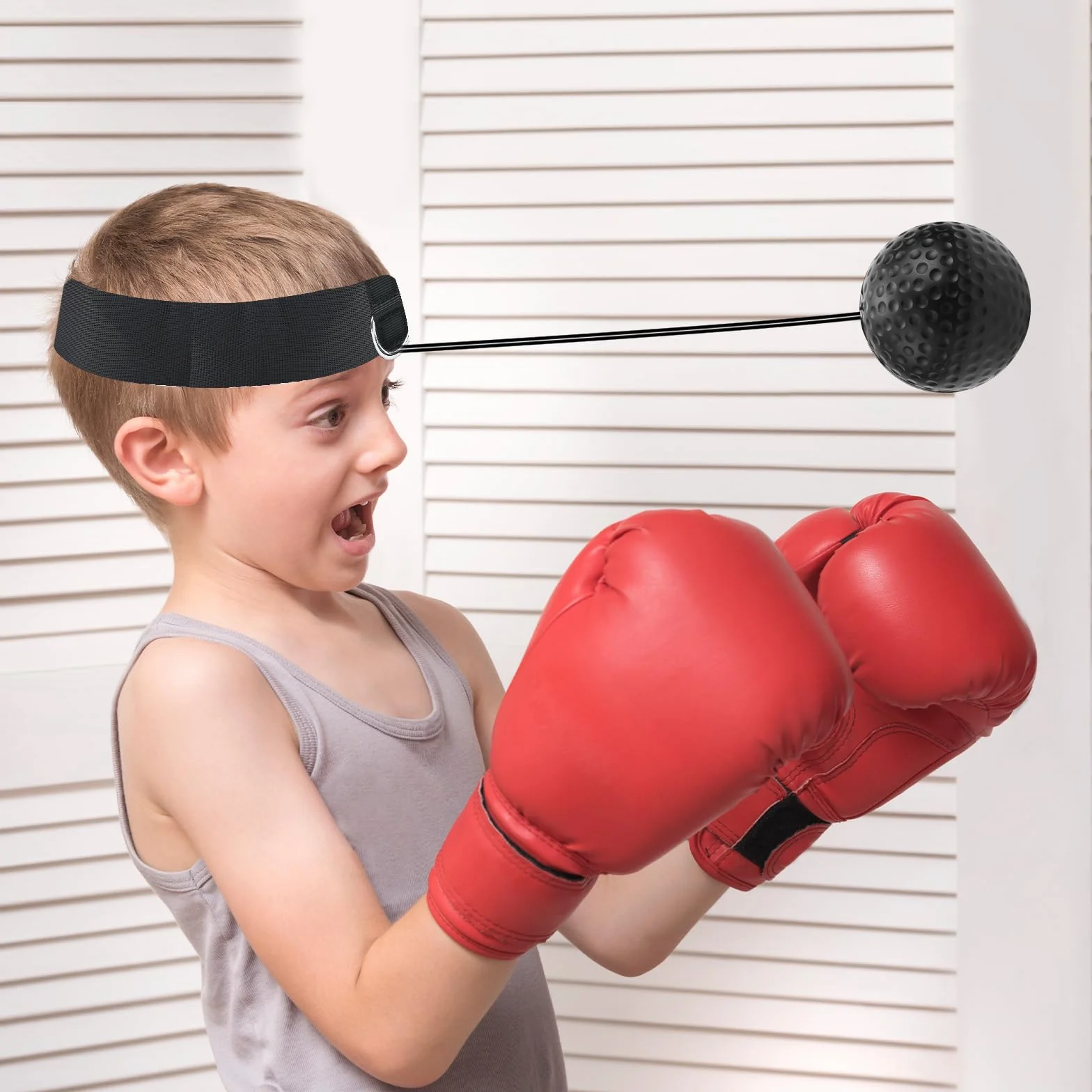 Lot de 2 balles de boxe réflexes avec bandeau, appareil d'entraînement pour la réaction et l'agilité