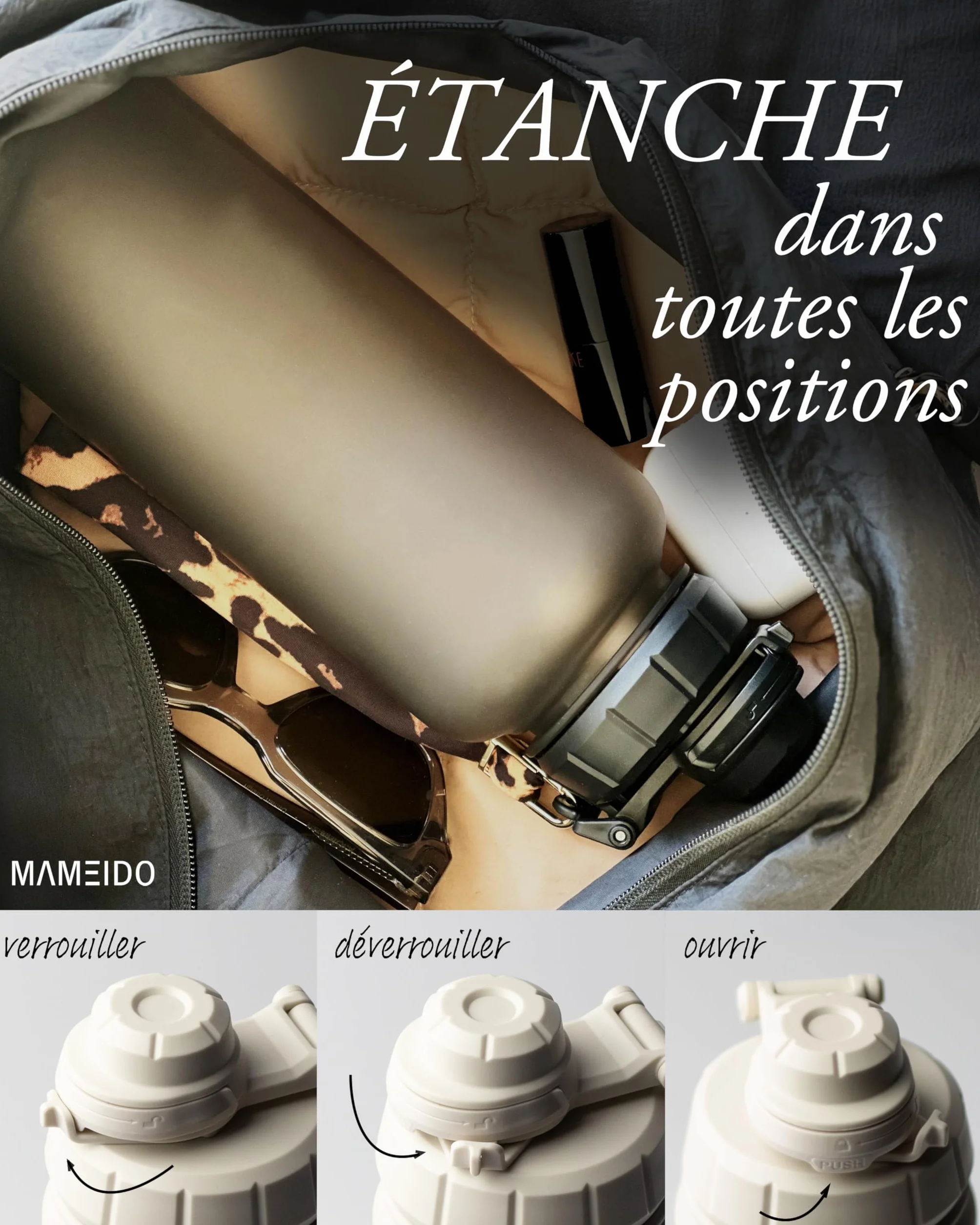 MAMEIDO Gourde avec Paille 1 l, Marqueur de Temps de Motivation, Gourde Sport avec Dragonne, Gourde étanche, Bouteille d'eau sans BPA, Water Bottle (Wild Candy)