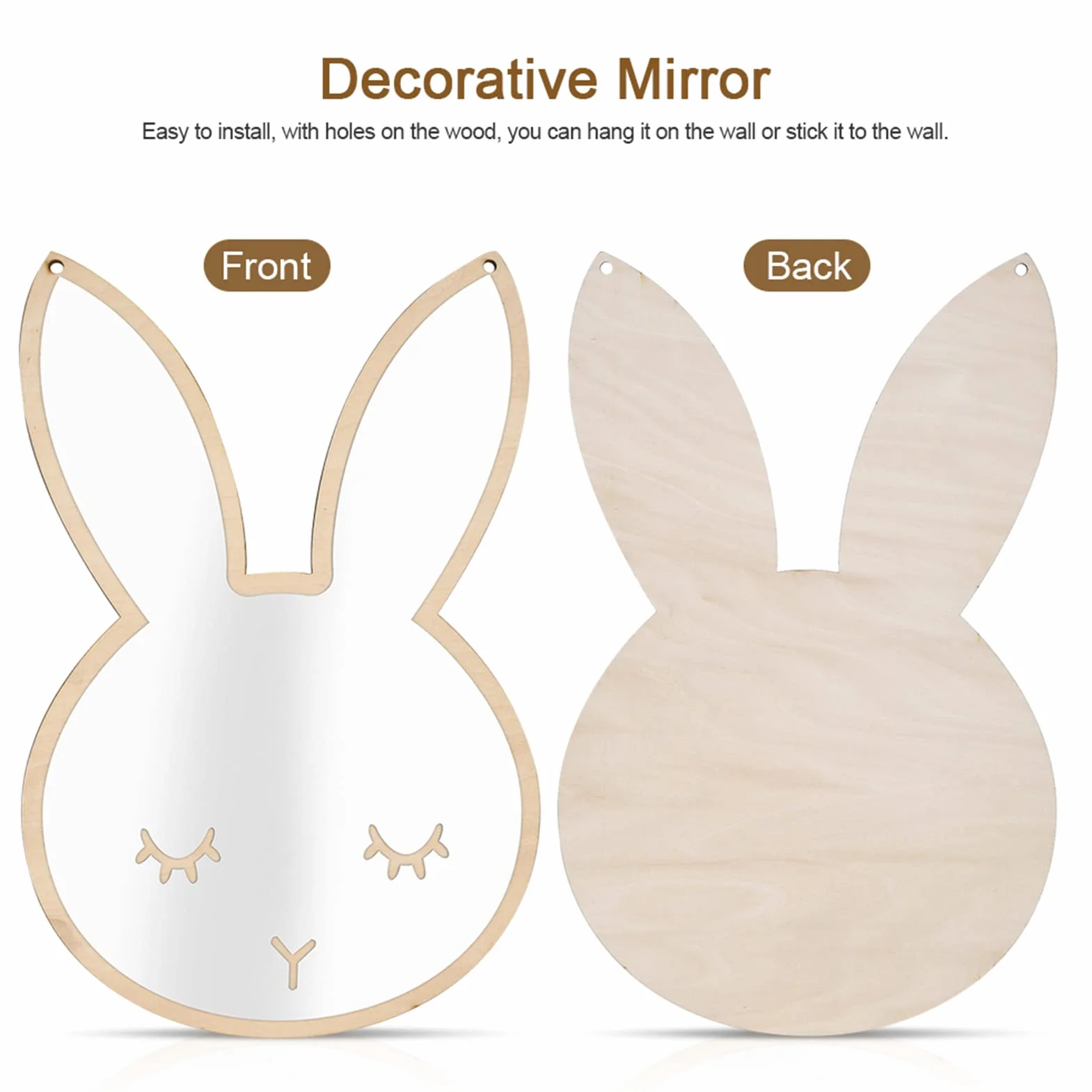 Miroir Incassable Enfants Mural Décoratif Acrylique Nordique Suspendu Lapin
