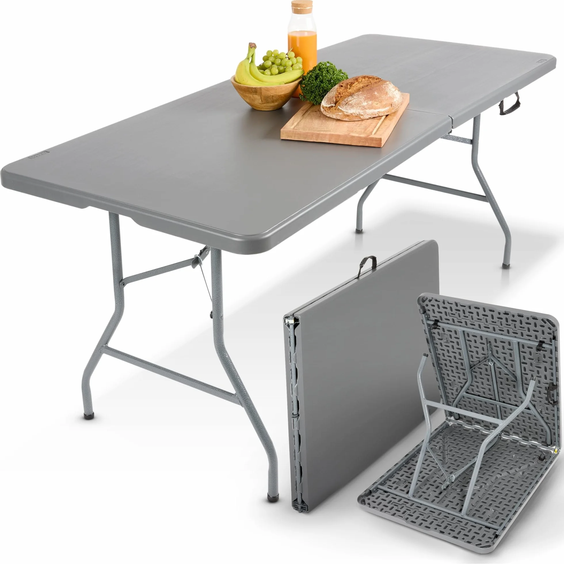 AREBOS Table de Buffet Pliable 182 x 74 x 74 cm Résistante aux intempéries Anthracite pour 8 Personnes