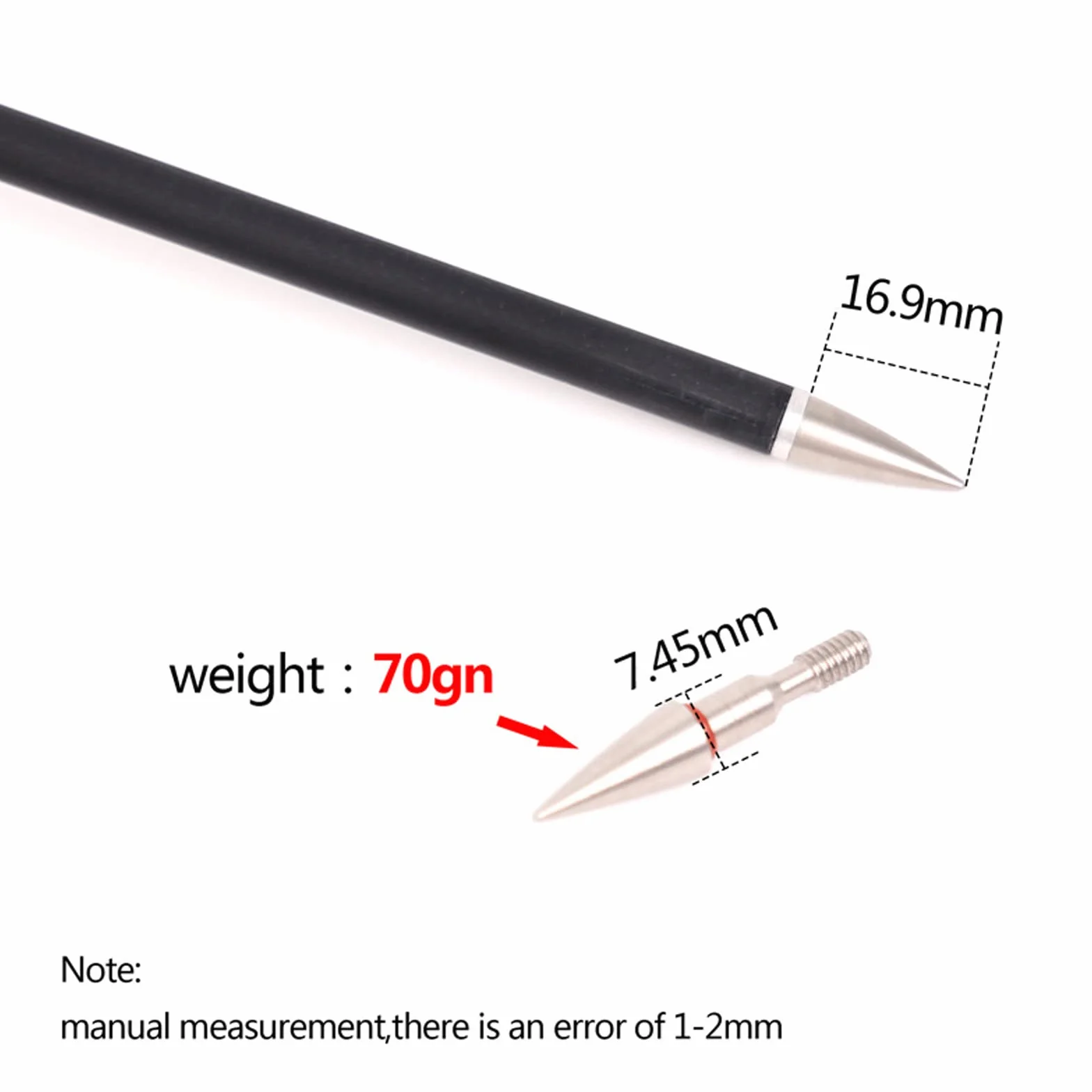 6pcs Pointe de flèche de tir à l'arc Points de Champ Cible 70-125 Grain Pointes de flèche Vissées à Tête de flèche d'entraînement Cible