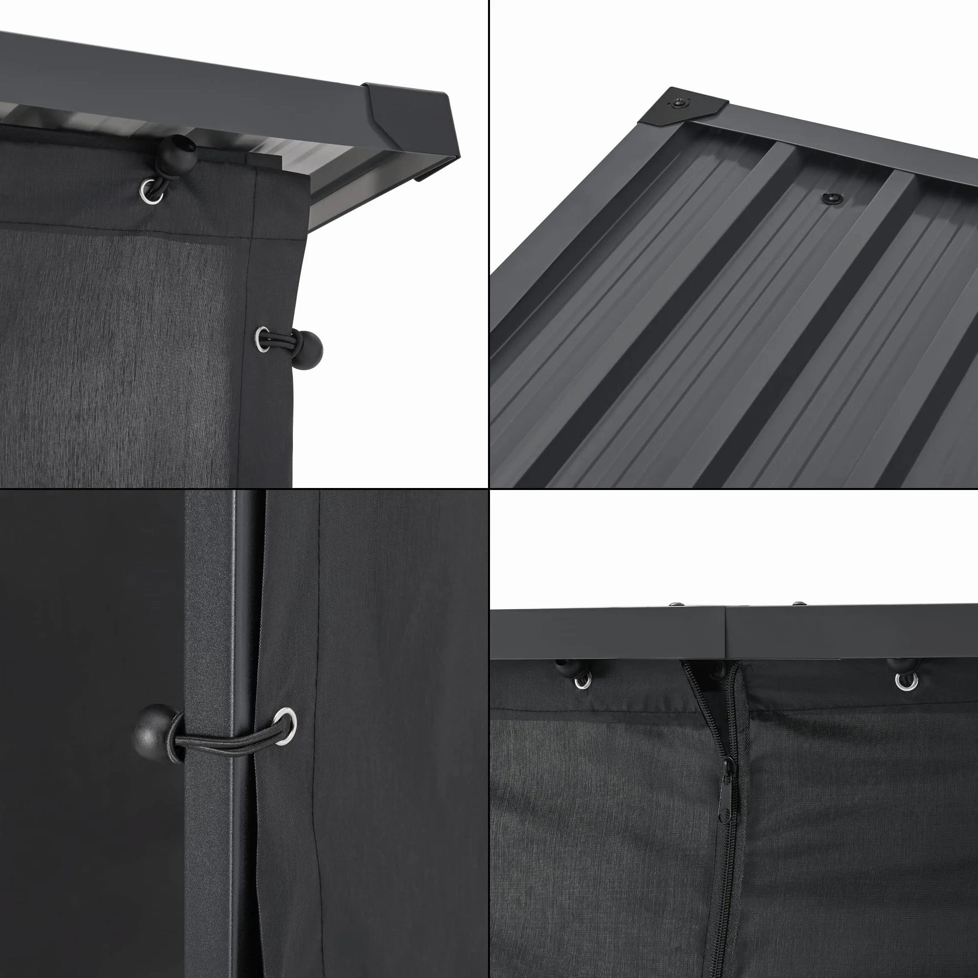 Abri-Bûches Couvert avec Housse de Protection Support Bois de Chauffage Acier Galvanisé Laqué Noir