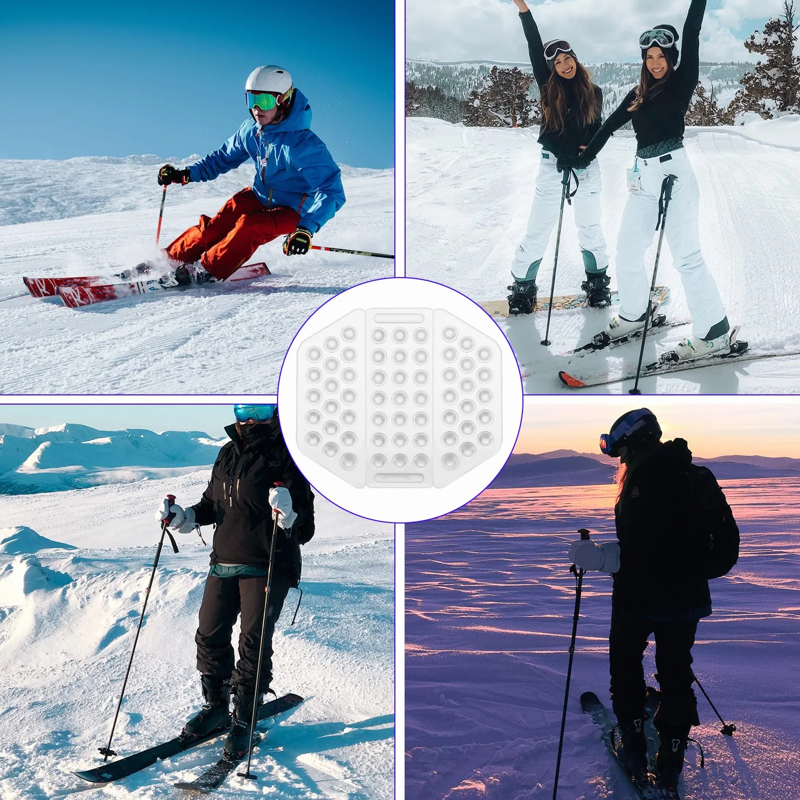 LUTER 6 Pièces Pad Snowboard Antidérapant, Transparents Patins de Grip pour Snowboard Antidérapants Auto-Adhésifs Patins à Pointes Offrent une Adhérence Supplémentaire pour le Snowboard Hommes Femmes