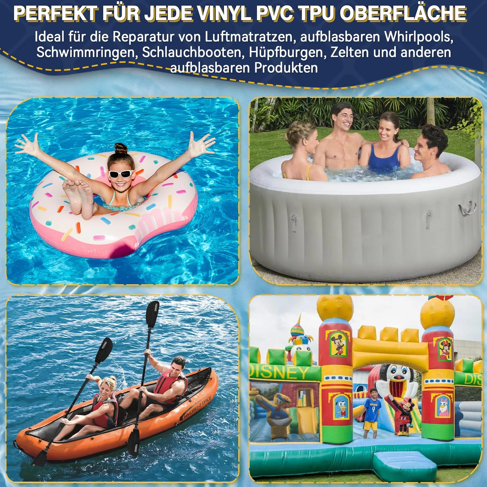 Kit de réparation de piscine étanche - Rustine sous-marine transparente pour matelas gonflable, bateau, PVC, ABS, EVA, caoutchouc