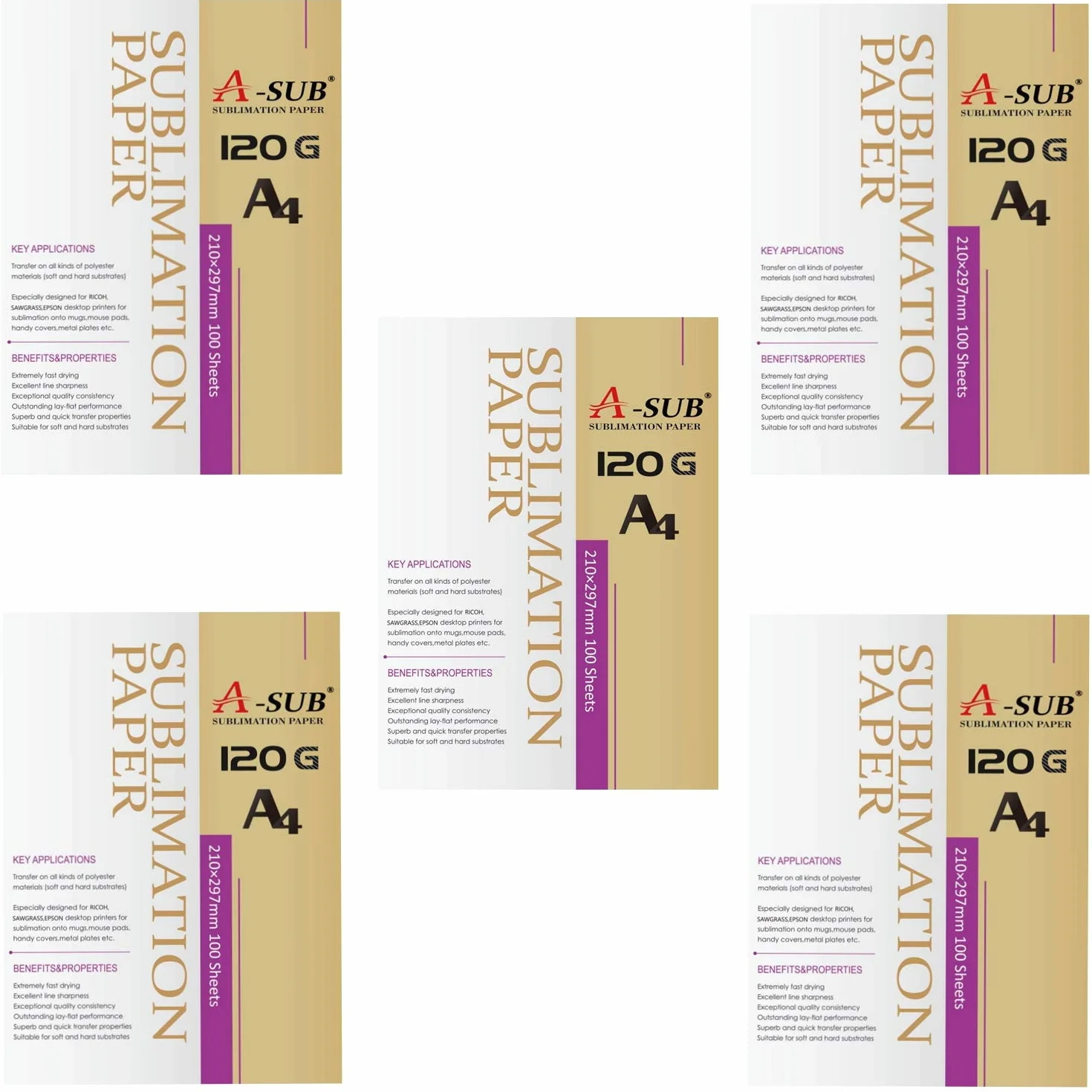 Papier de sublimation A-SUB A4 210x297 mm 500 feuilles 120 g/m² EPSON SAWGRASS RICOH BROTHER