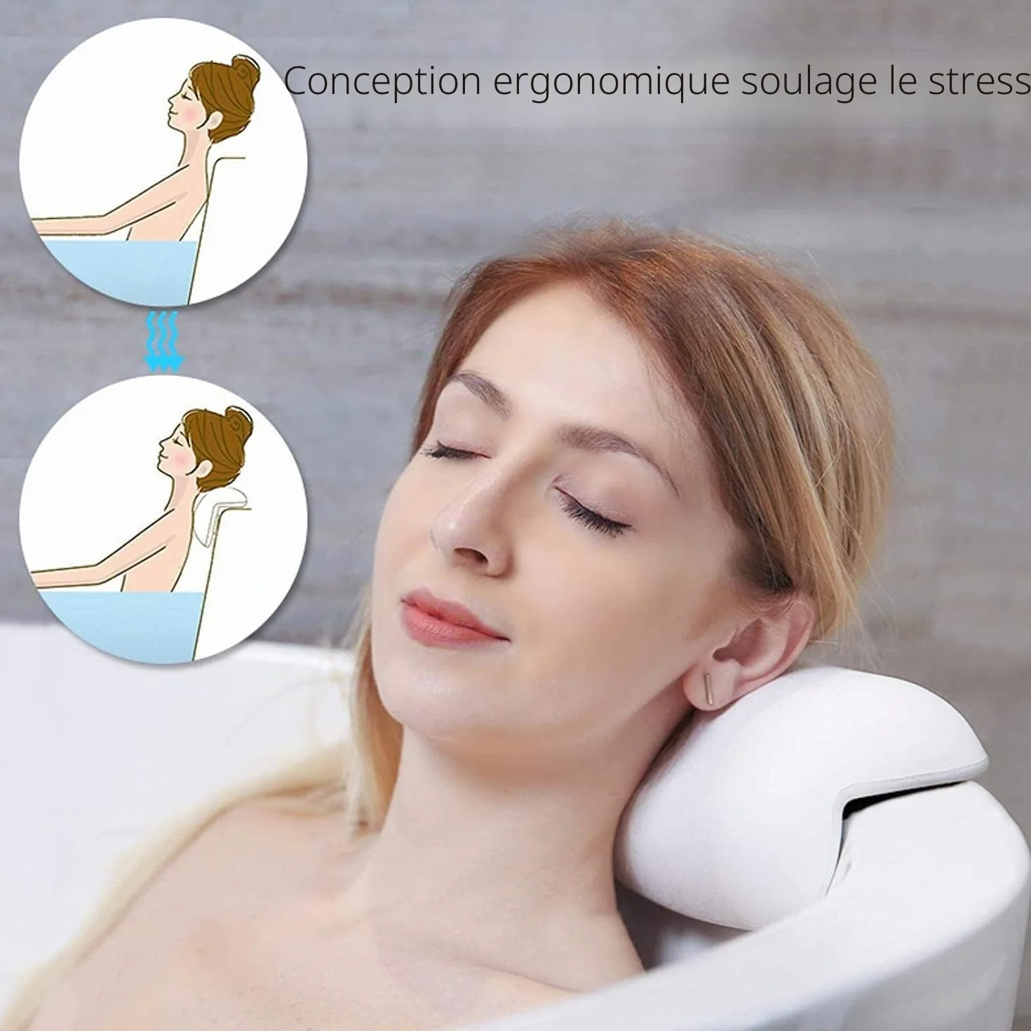 Lonkenn Coussin de Bain Imperméable PU avec Ventouses Ergonomique pour Baignoire