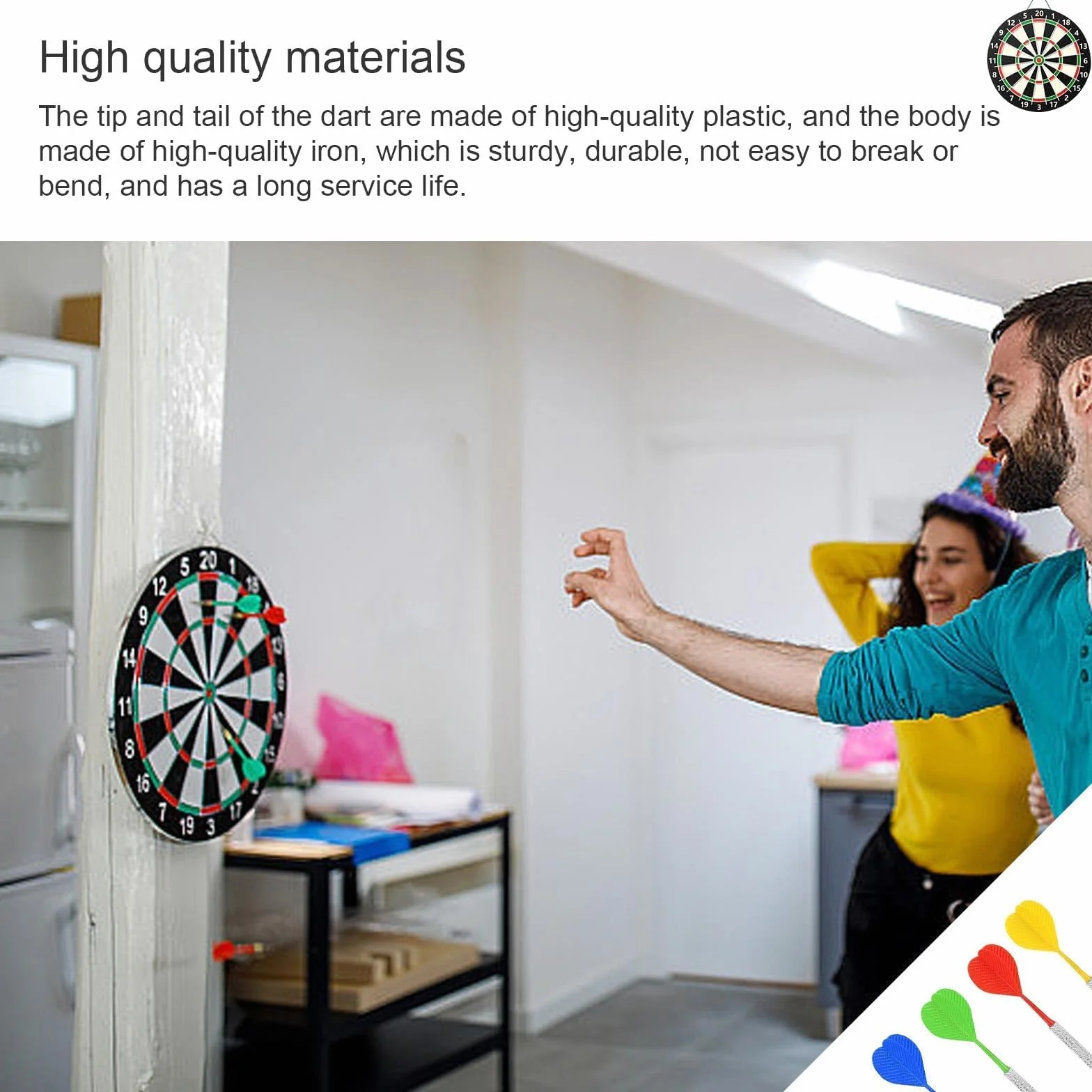 12 Pièces Fléchettes avec 36 Têtes Interchangeables, Fléchettes en Plastique de Haute Qualité, 4 Couleurs, Corps en Fer, Idéales pour Débutants et Entraînements Avancés