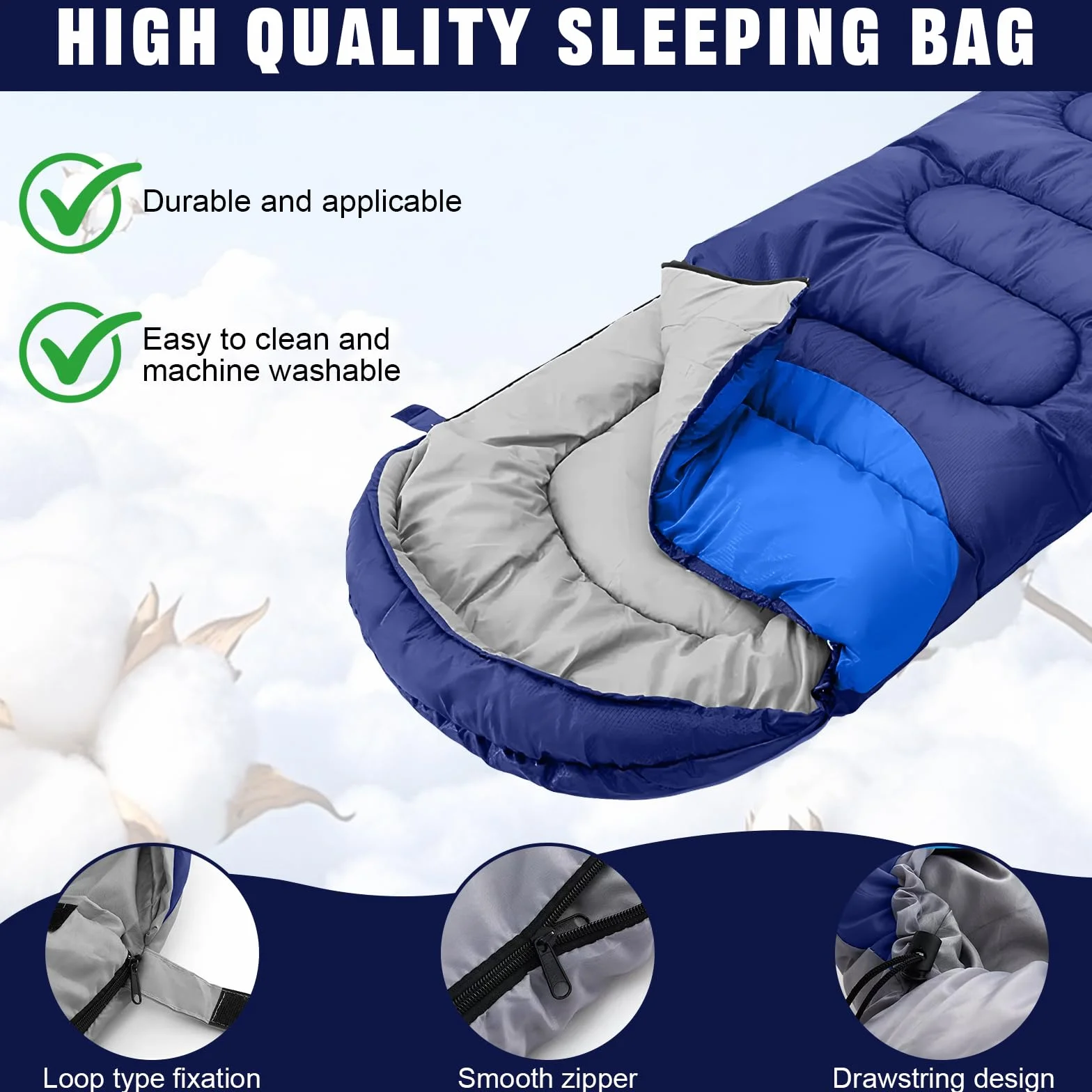 Sac de Couchage, 210x75cm Sac de Couchage 4 Saisons, Léger et Imperméable, avec Sac de Rangement Portable, Adultes et Enfants, pour Le Camping, la Randonnée et Les Activités de Plein Air