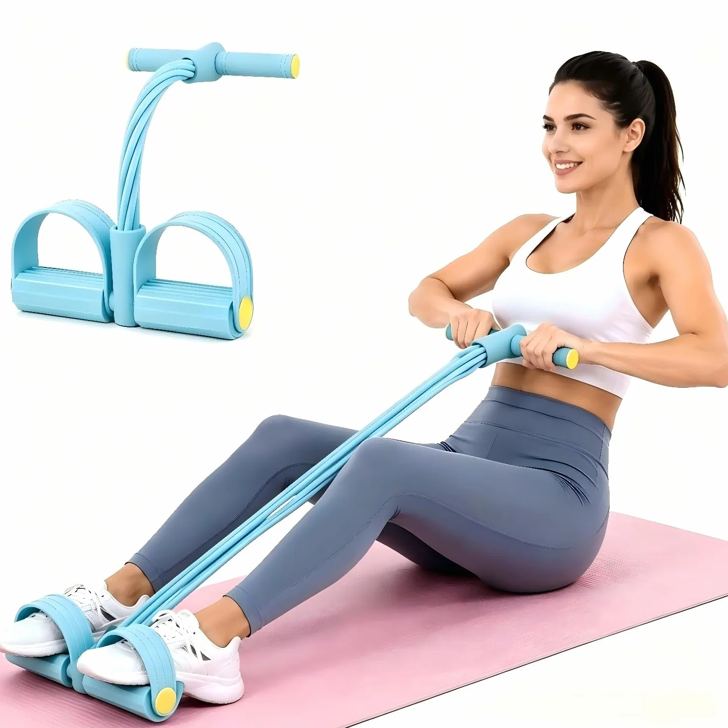 Bande de Résistance Musculation 6 Tubes avec Pédale – Élastique Sport Maison Fitness, Entraînement d'étirement de la Taille, des Bras et des Jambes
