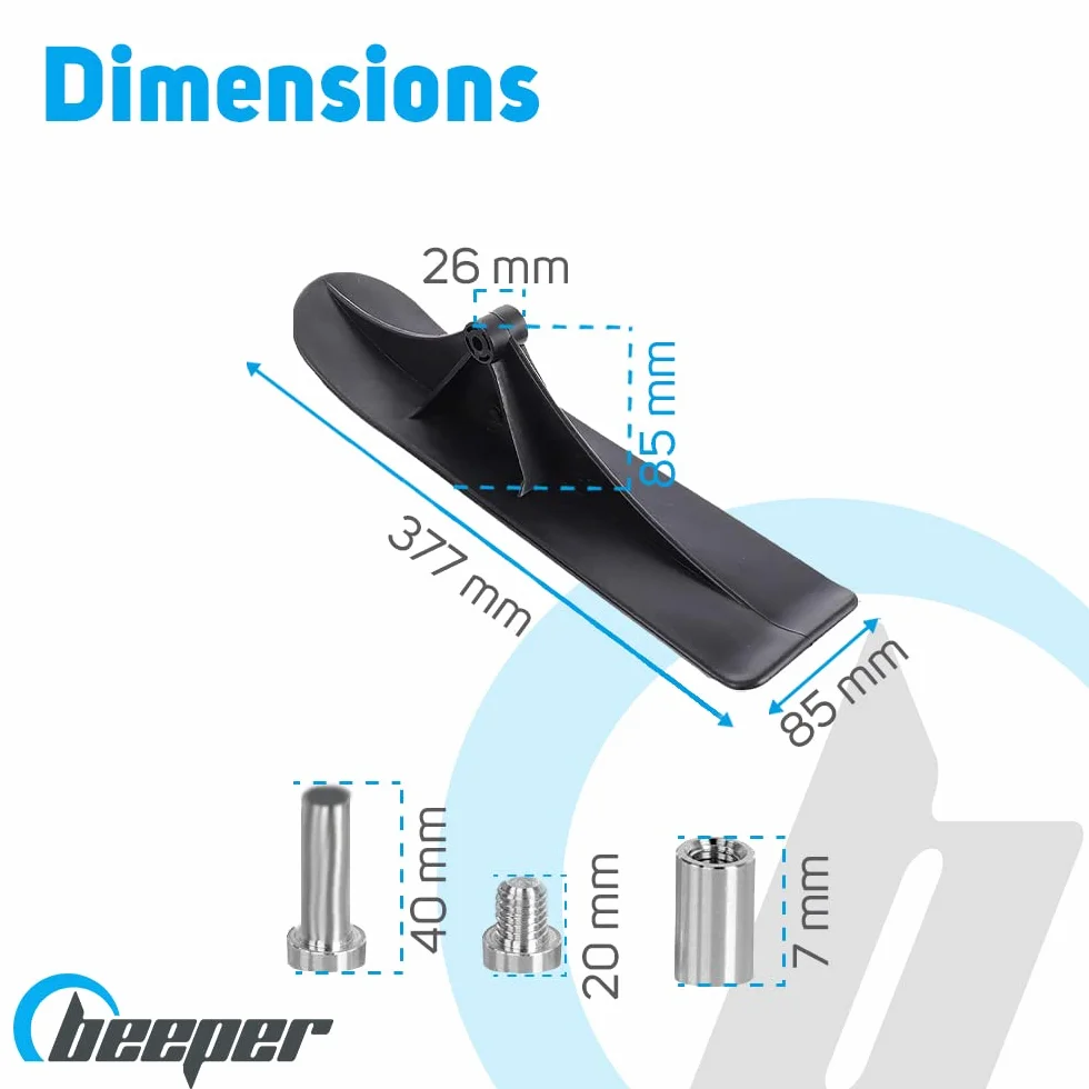 BEEPER Kit de Transformation Snowscoot - Paire de Patins de Ski pour Trottinette Enfant - Installation Facile - Résistant jusqu'à -20°C - Noir