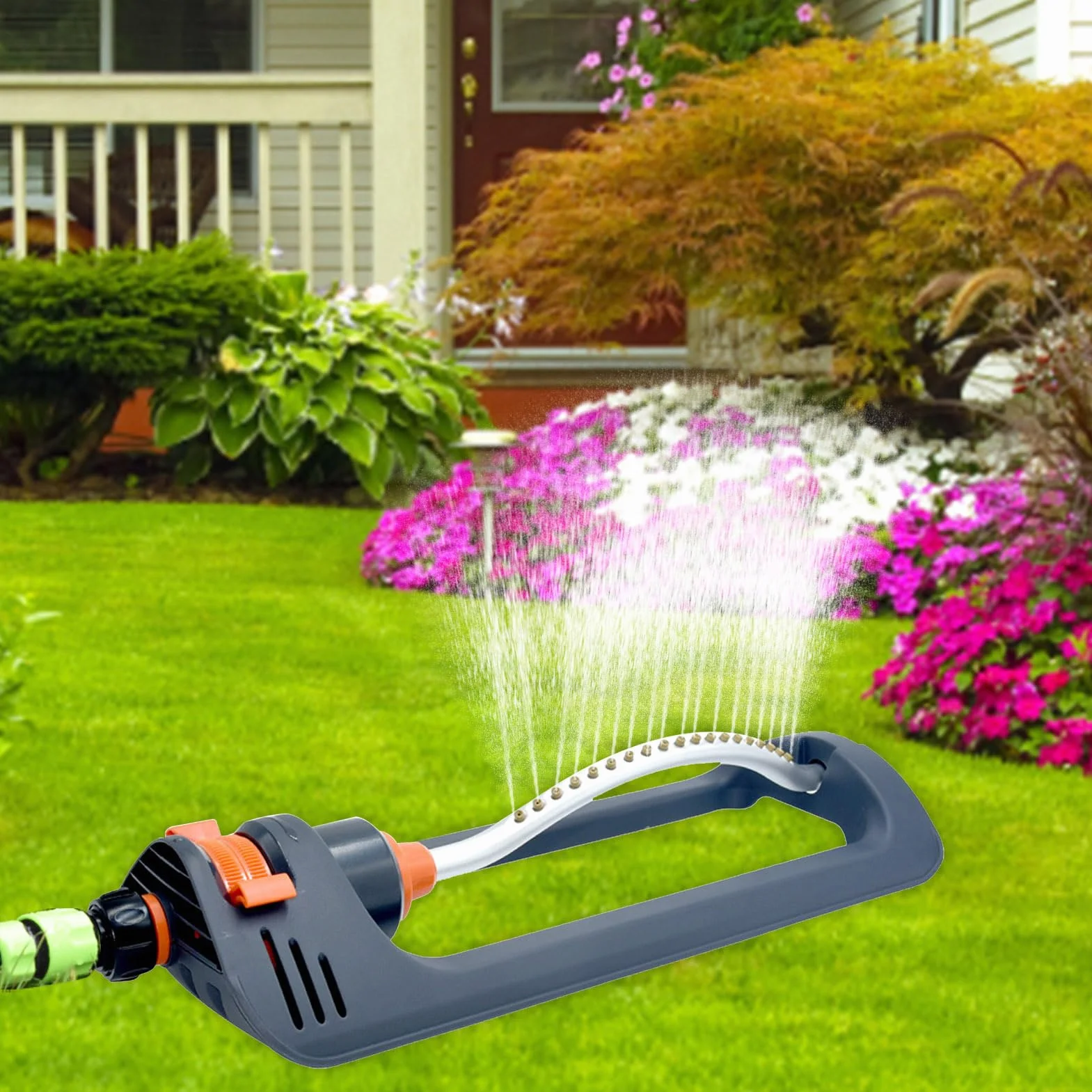 Arroseur Automatique de Jardin, oscillant 19 Buses, arrosage pelouse Refroidissement Grande