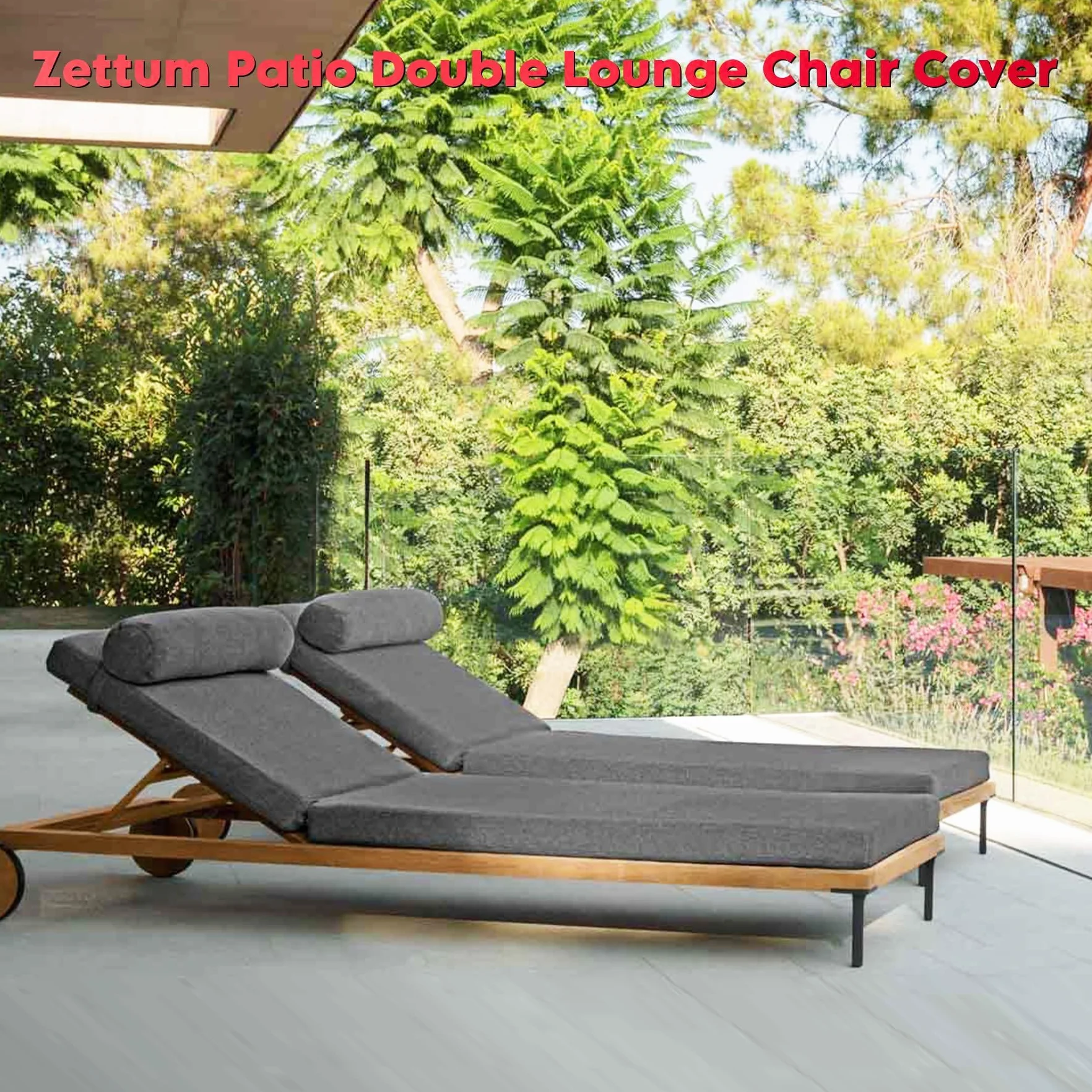 Zettum Housse Double Chaise Longue 600D Oxford PU Imperméable Ultra Résistante Lit Jardin 213 × 140 × 81 cm