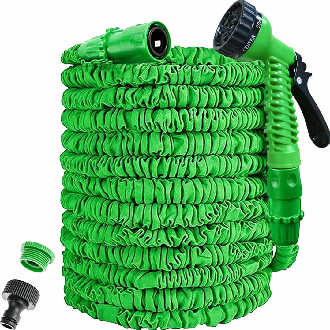 Tuyau d'arrosage extensible 7 fonctions 7,5 m avec raccords 1,9 cm 1,27 cm vert