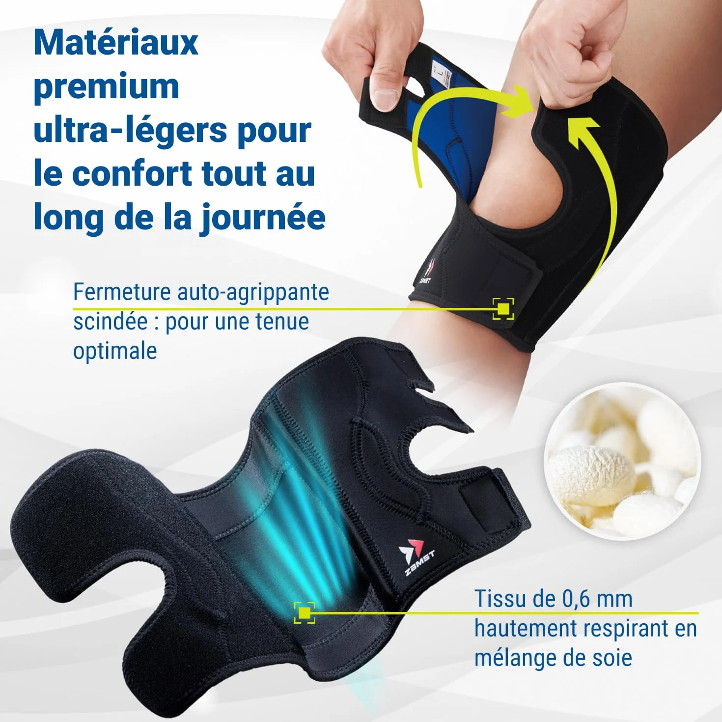 Zamst EK-3 Genouillère de Sport - Genouillère de Compression Légère et Respirante pour Hommes et Femmes avec Renforts en Résine pour un Soutien Général du Genou et un Soulagement de la Douleur, L