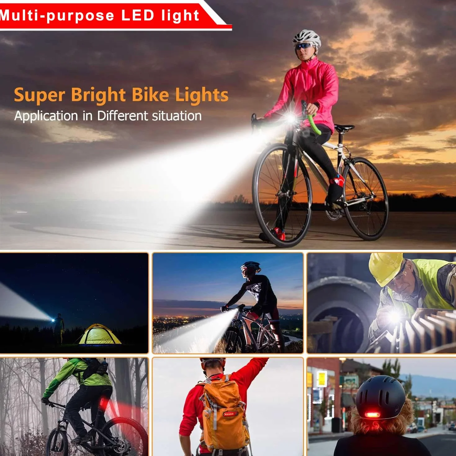 EBUYFIRE Ensemble Lumière Vélo Rechargeable USB, Phare de Vélo Super Lumineux avec Feu Arrière, 5200mAh Feux Avant de Vélo à Affichage numérique LED étanche IPX5 pour Tous Les vélos