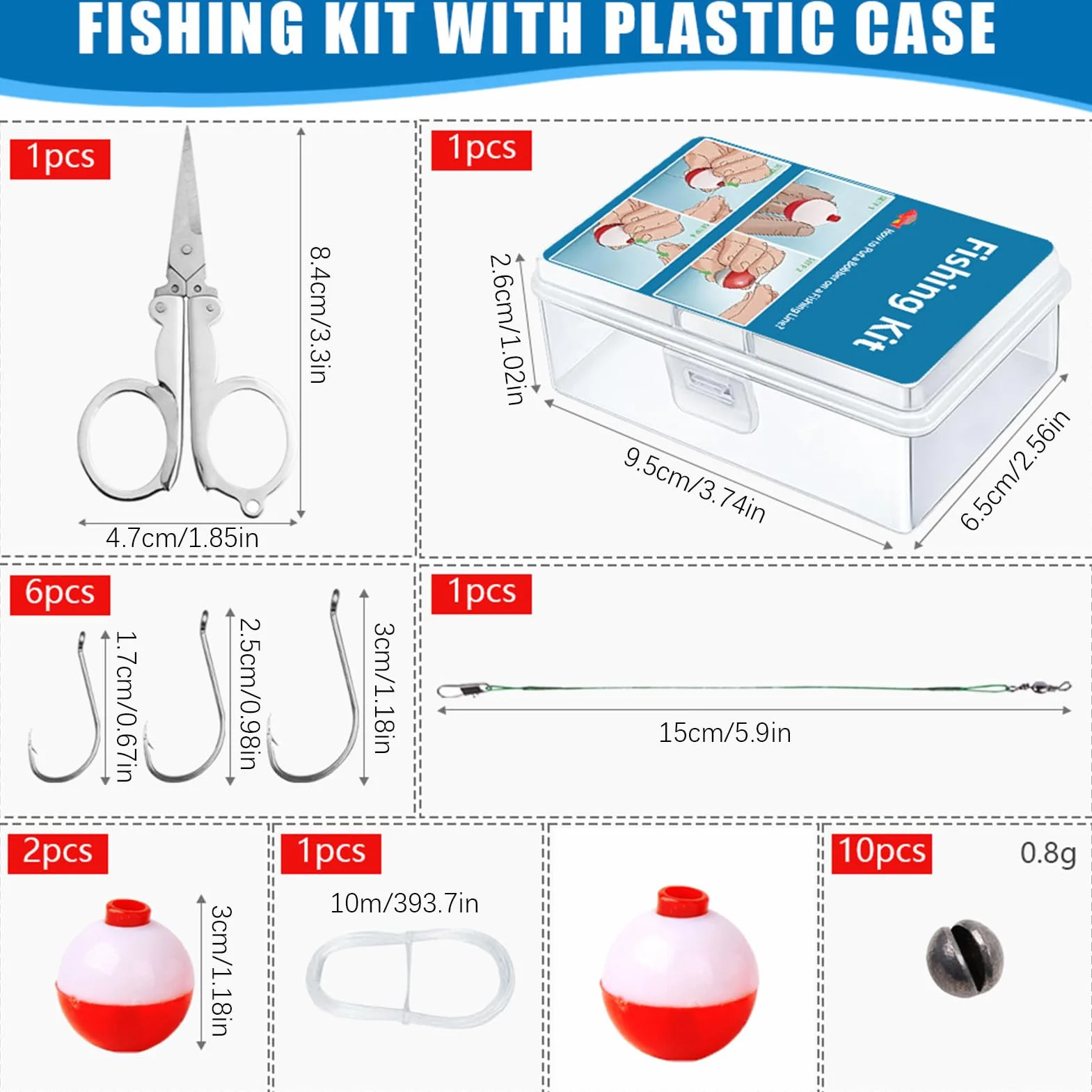 Kit de pêche de survie 24 truites portable avec étui