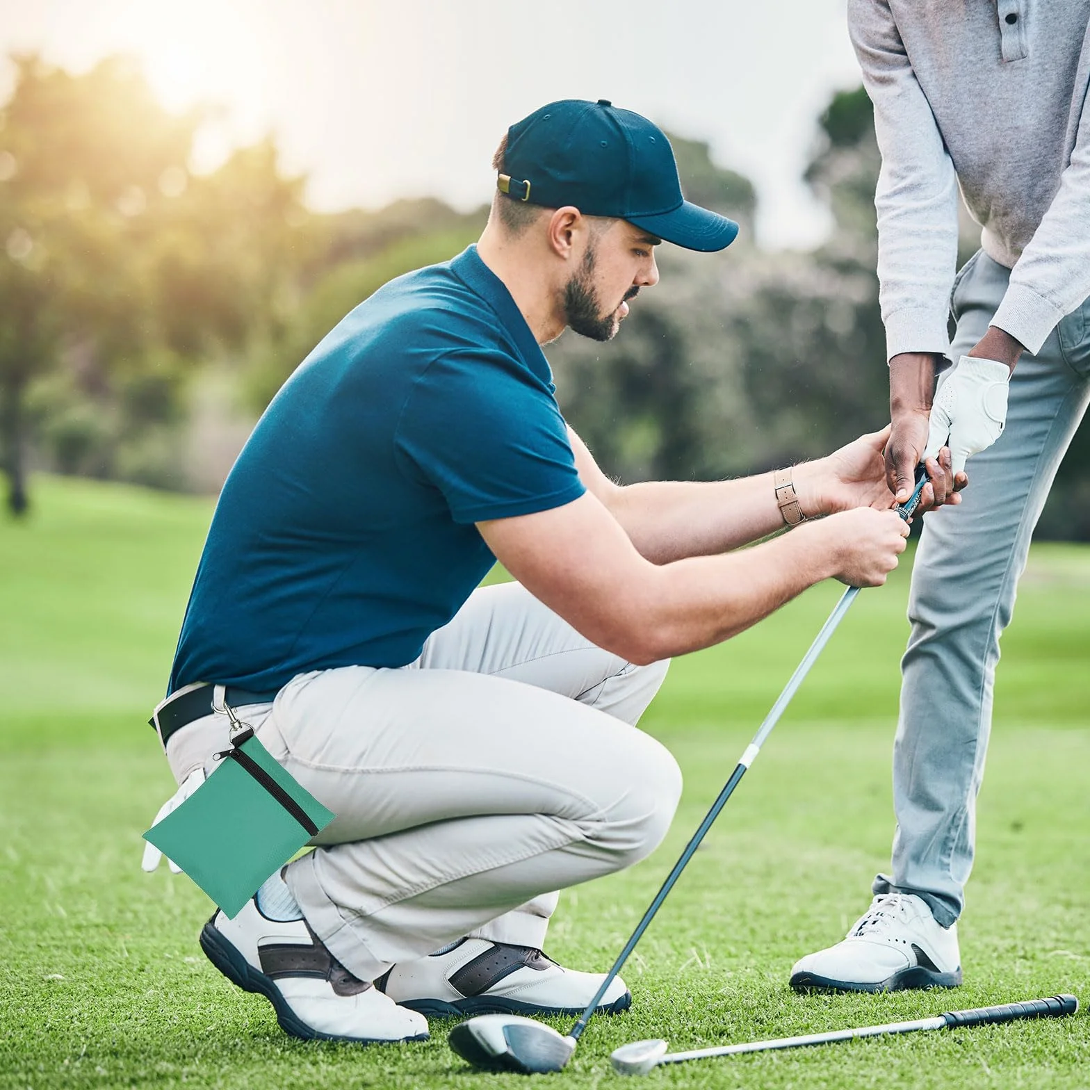 Pochette pour Tee de Golf QUARKZMAN 2 Pièces 5.5" x 6.7" Professionnelle avec Fermeture Éclair Bleu Foncé