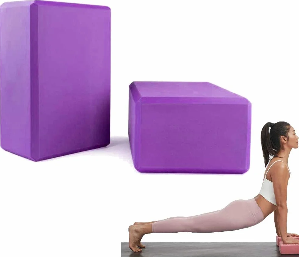 Lot 2 Briques yoga Blocs de Yoga stabilité EVA pour la méditation Yoga Pilates Soutenir et Renforcer les Poses(violette)