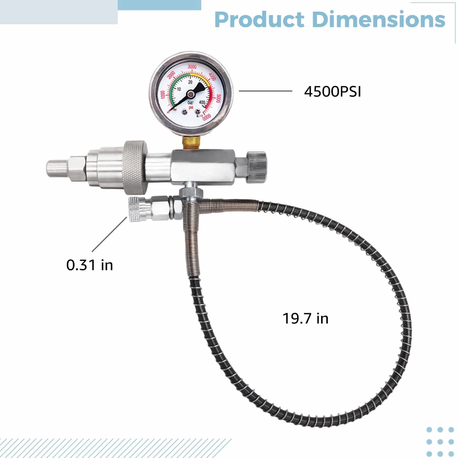 Station de remplissage Cga347 en acier inoxydable, adaptateur de charge PCP pour fusil à air comprimé avec connexion rapide, valve de gonflage 4500 psi et manomètre pour réservoirs Scba