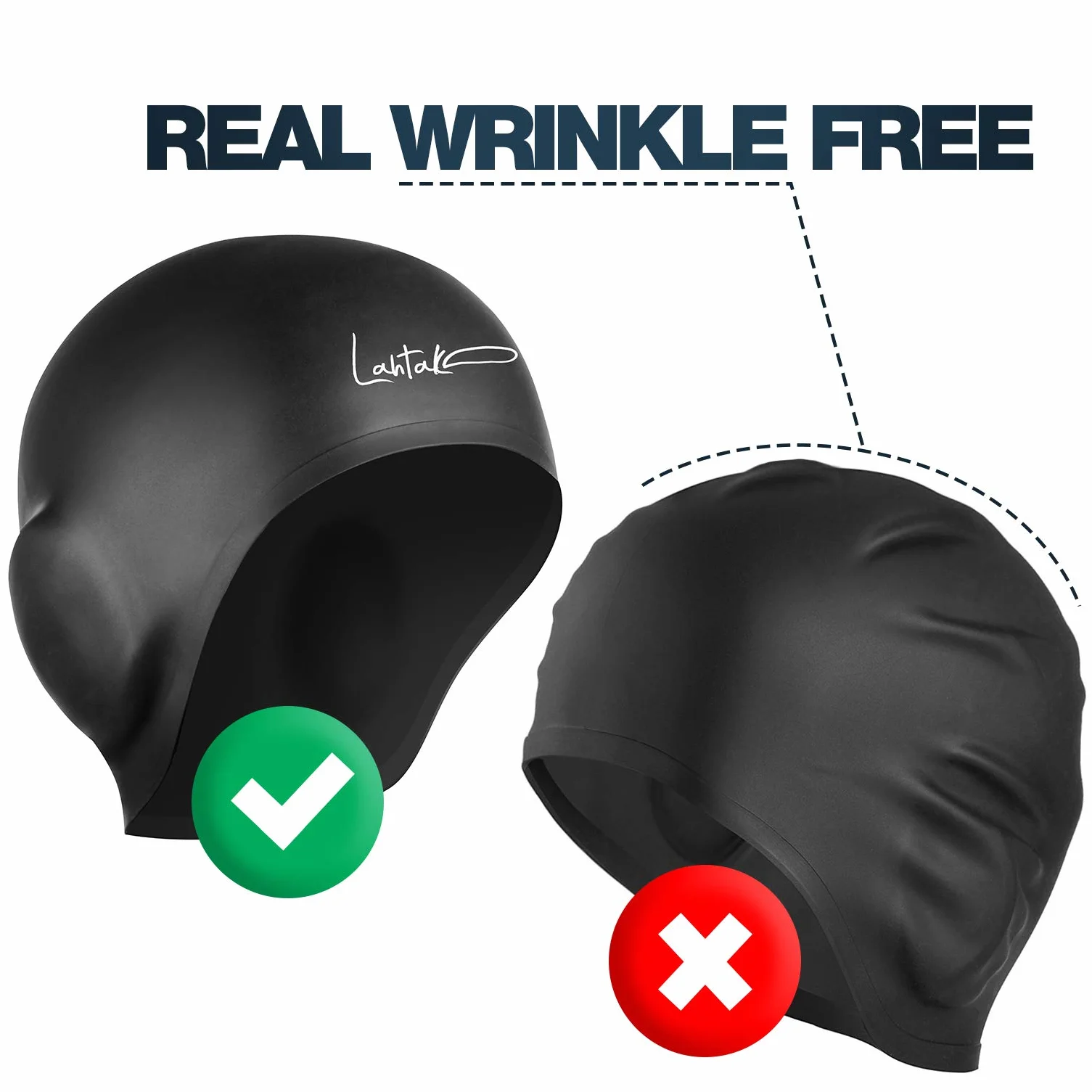 Lahtak Bonnet de Bain Protection Oreille 3D - Bonnet de Bain Femme Homme Enfant - Bonnet Piscine - Bonnet Natation - Bonnet Etanche Silicone Impermeable