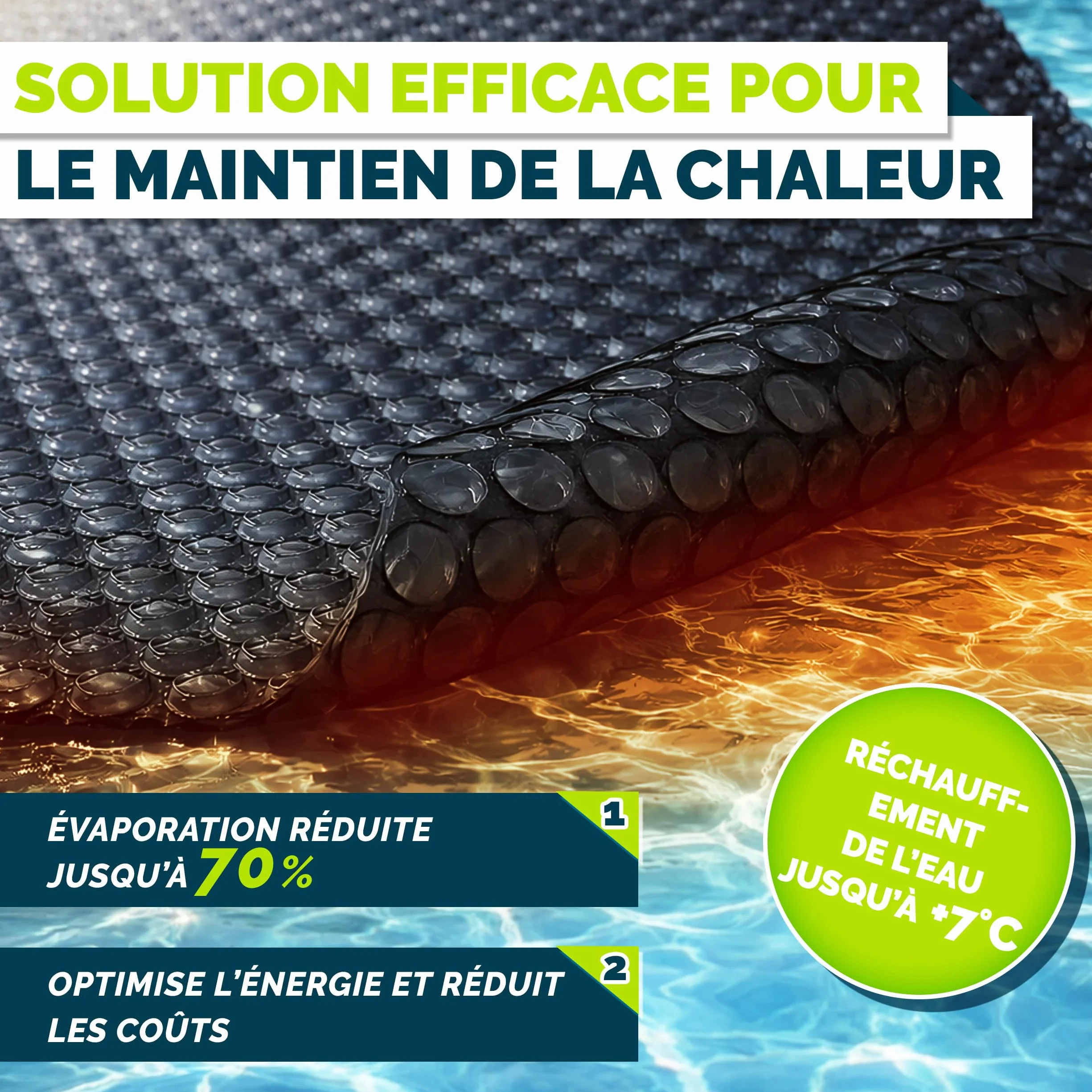 Tillvex Bâche à Bulles Piscine 120 µm 549x274 cm Noir Protection Solaire Chauffage