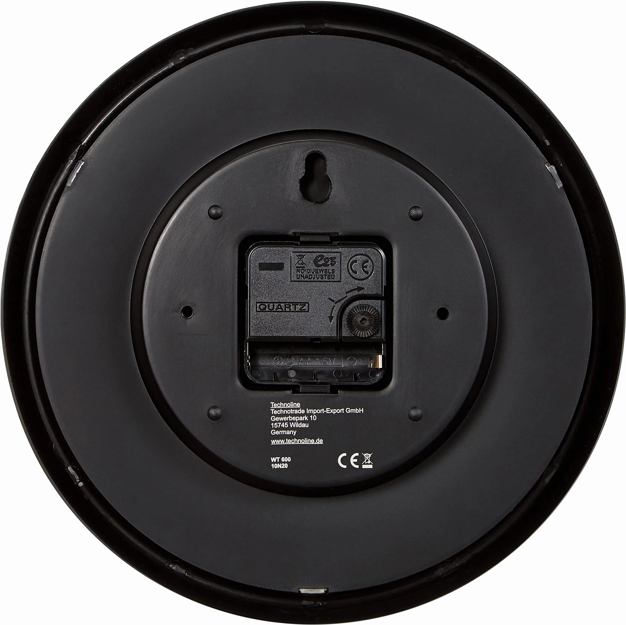 Technoline WT 600 Horloge murale à quartz Noir