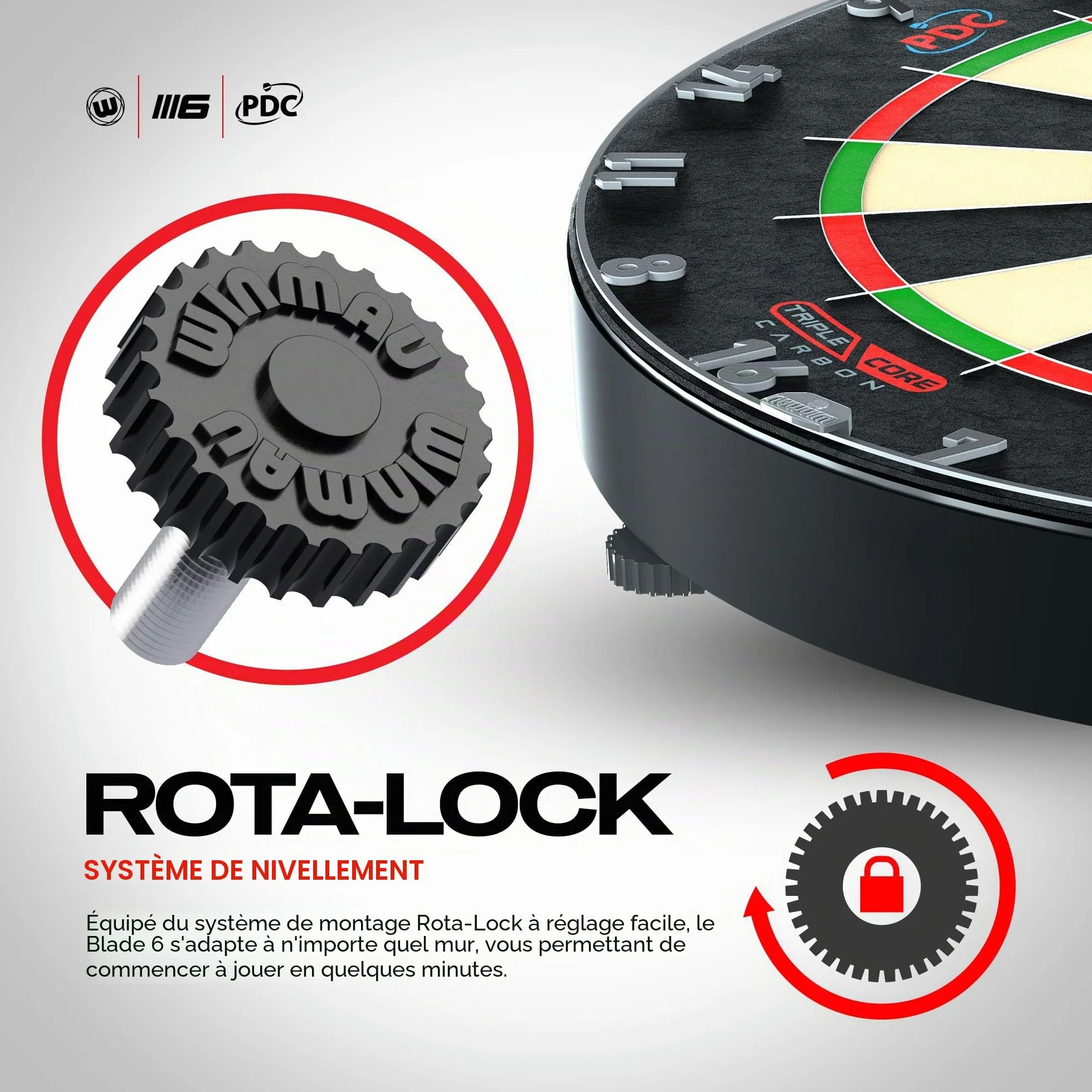 Winmau Blade 6 Triple Core - Cible de Fléchettes Professionnelle Sisal pour Pointes Acier - Dartboard Tournoi PDC à Câblage Ultra-Fin Anti-Rebonds - Standard Officiel Compétition