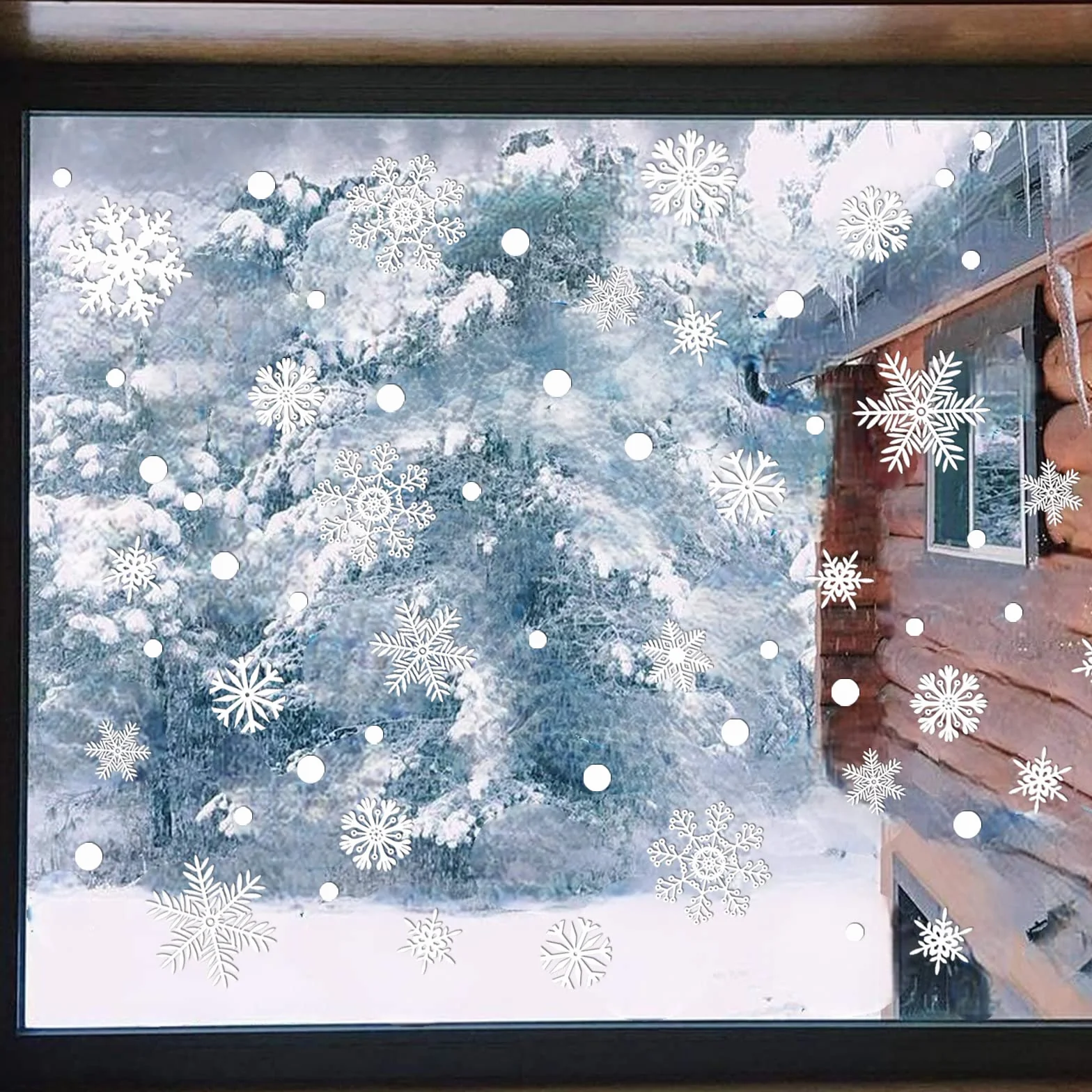 Autocollants de Noël Fenêtre Flocons de Neige Blanc 120 pièces réutilisable Décoration Statique Verre