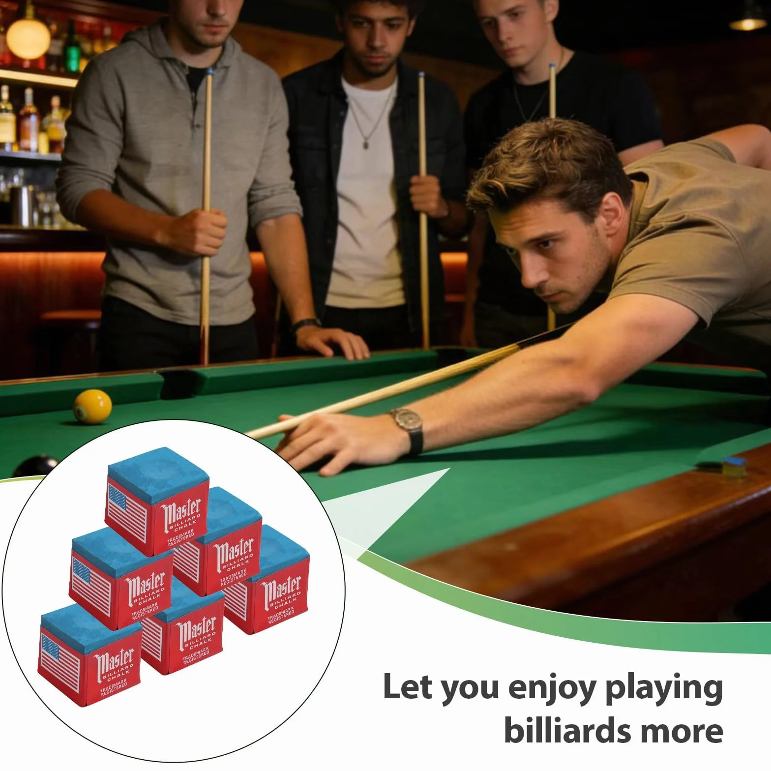 6 Pièces Billard Craie Bleues, Cue Chalk, Pool Chalk, pour Meilleure Adhérence et Durabilité, Optimal pour Différents Niveaux de Jeu, Pratique pour Transport, Améliore Précision des Coups